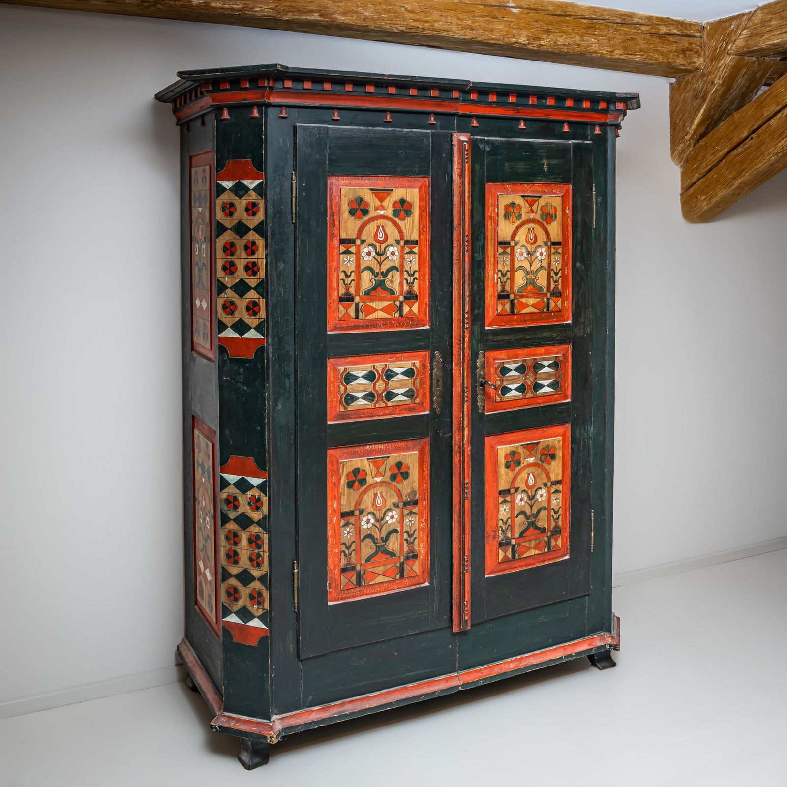 Hand Painted Folk Armoire, Franconia, First Half Of The 19th Century photo furniture