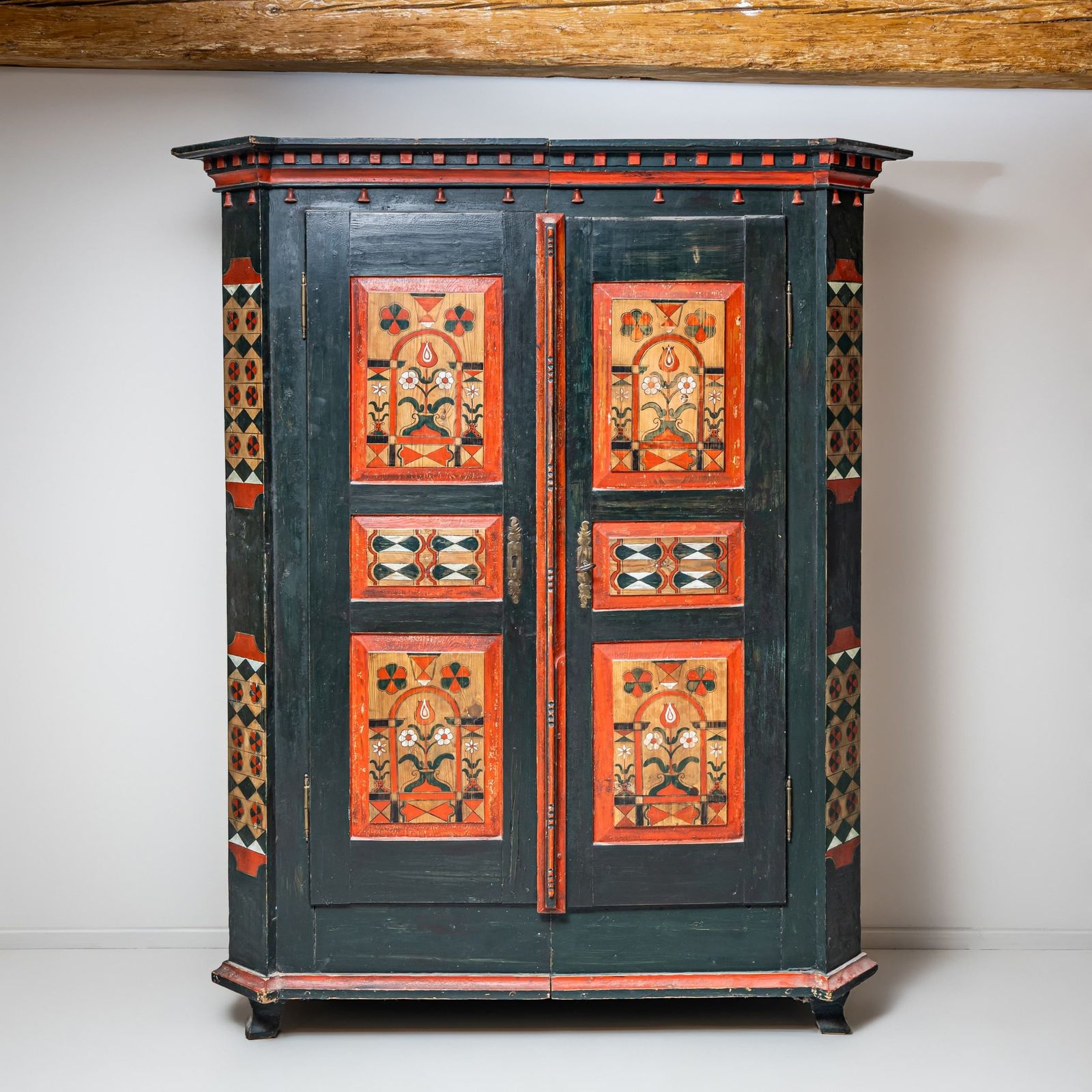 Hand Painted Folk Armoire, Franconia, First Half Of The 19th Century