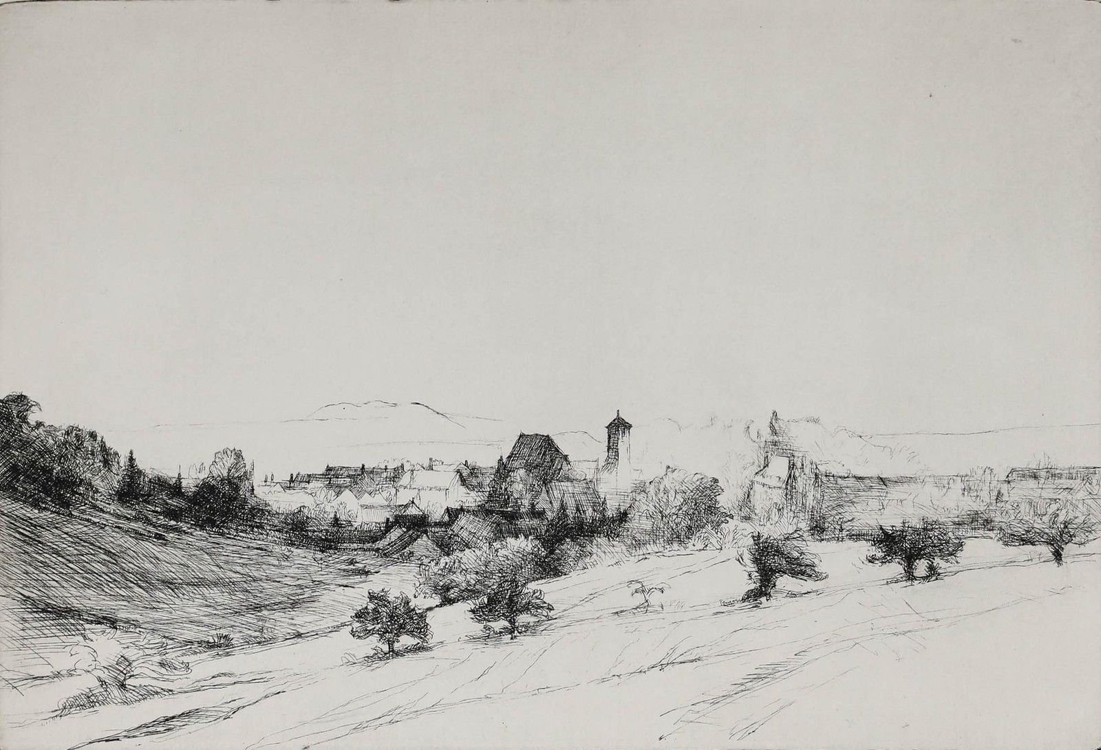 Jean Pierre Cornet (B.1925) Mid 20th Century Etching, Bussy En Othe photo furniture