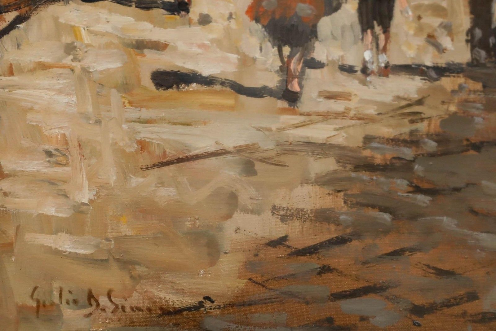 Gerardo Giulio De Simone (1936 2020) Mid 20th Century Oil, A Street In Sanremo photo vinterior