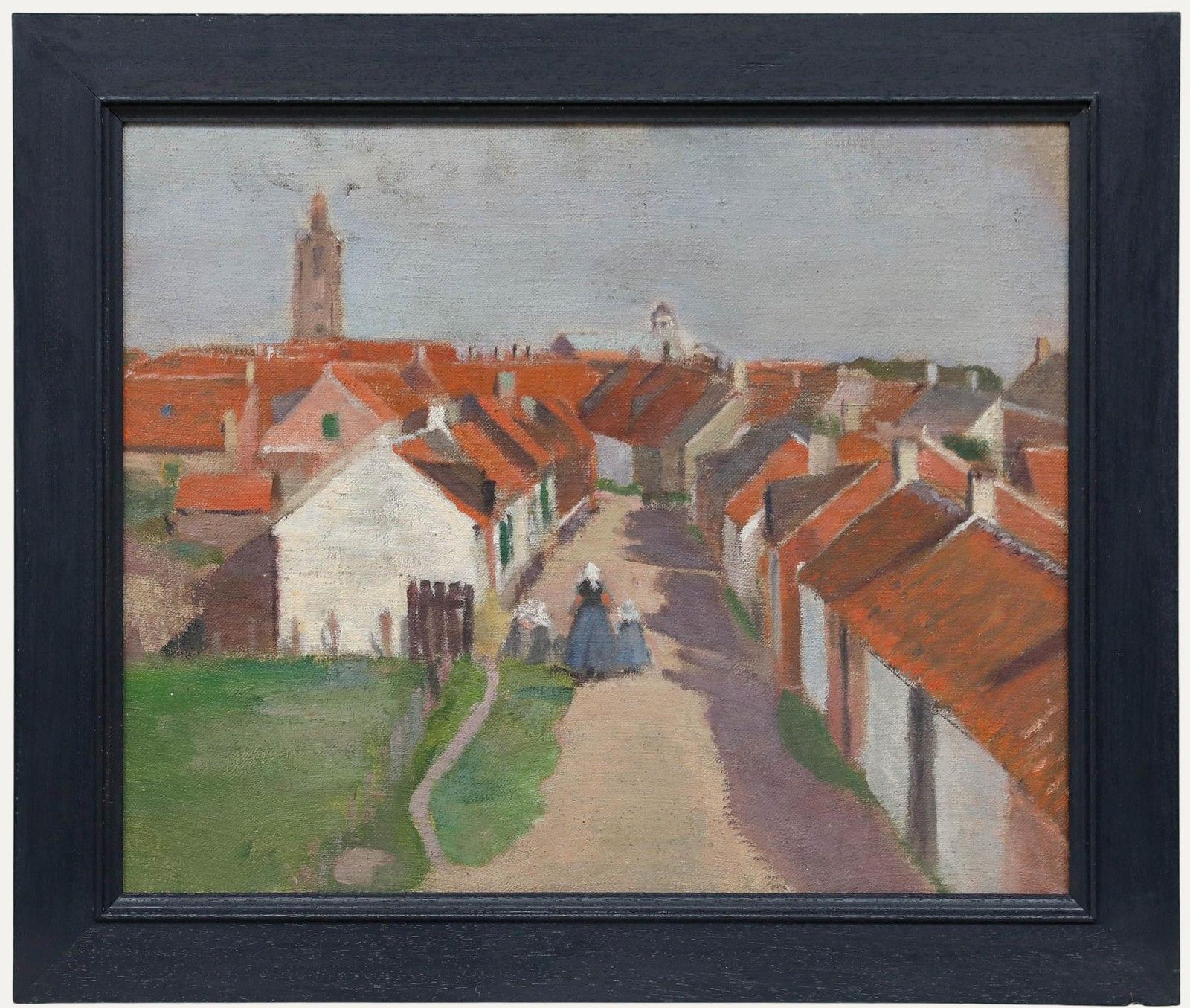 Cecile Hertz Eyrolles (1875 1974) Mid 20th Century Oil, Rooftops