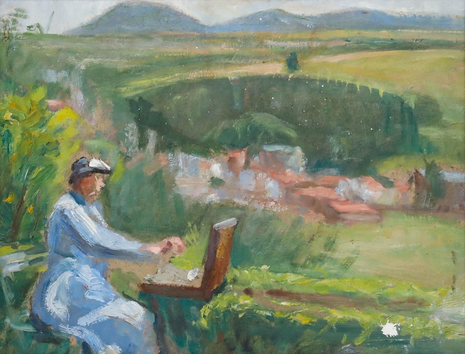 Cecile Hertz Eyrolles (1875 1974) Framed Oil, L'artiste En Plein Air photo furniture