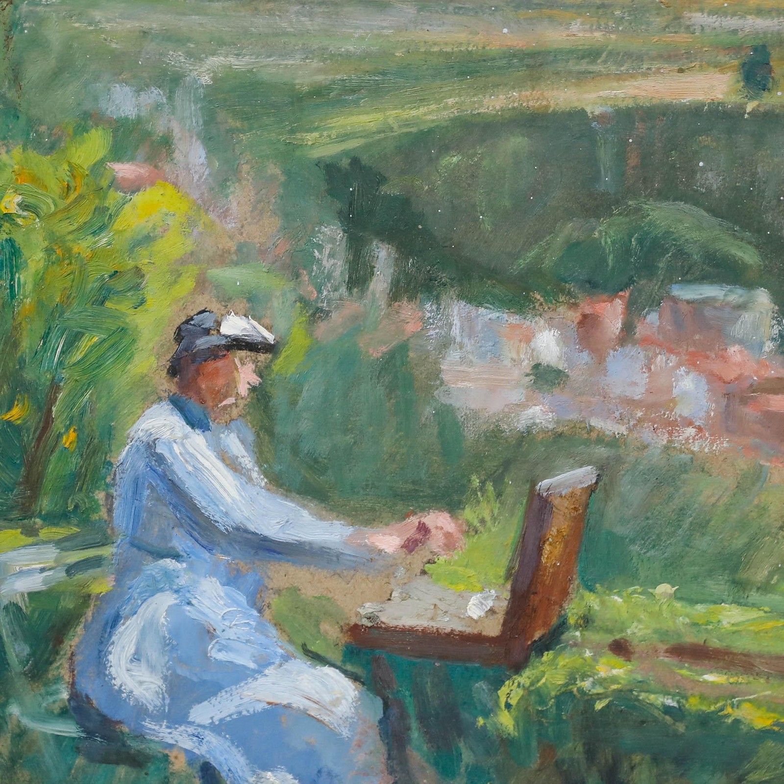 Cecile Hertz Eyrolles (1875 1974) Framed Oil, L'artiste En Plein Air photo Art