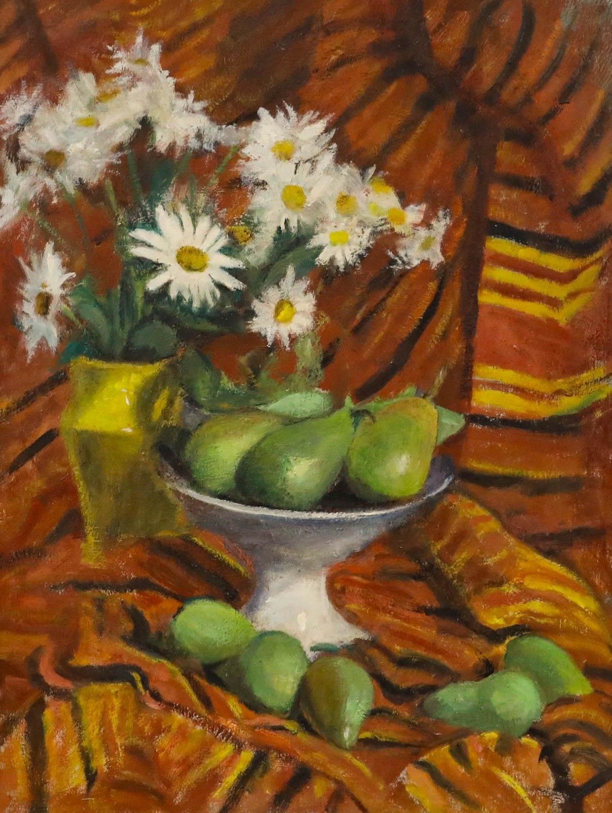 Cecile Hertz Eyrolles (1875 1974) Framed Oil, Still Life With Pears & Daisies photo furniture