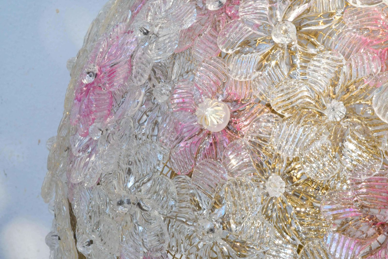 Lighting Amazing Set Of 2 Murano Glass Ceiling Flower By Seguso For Venini photo