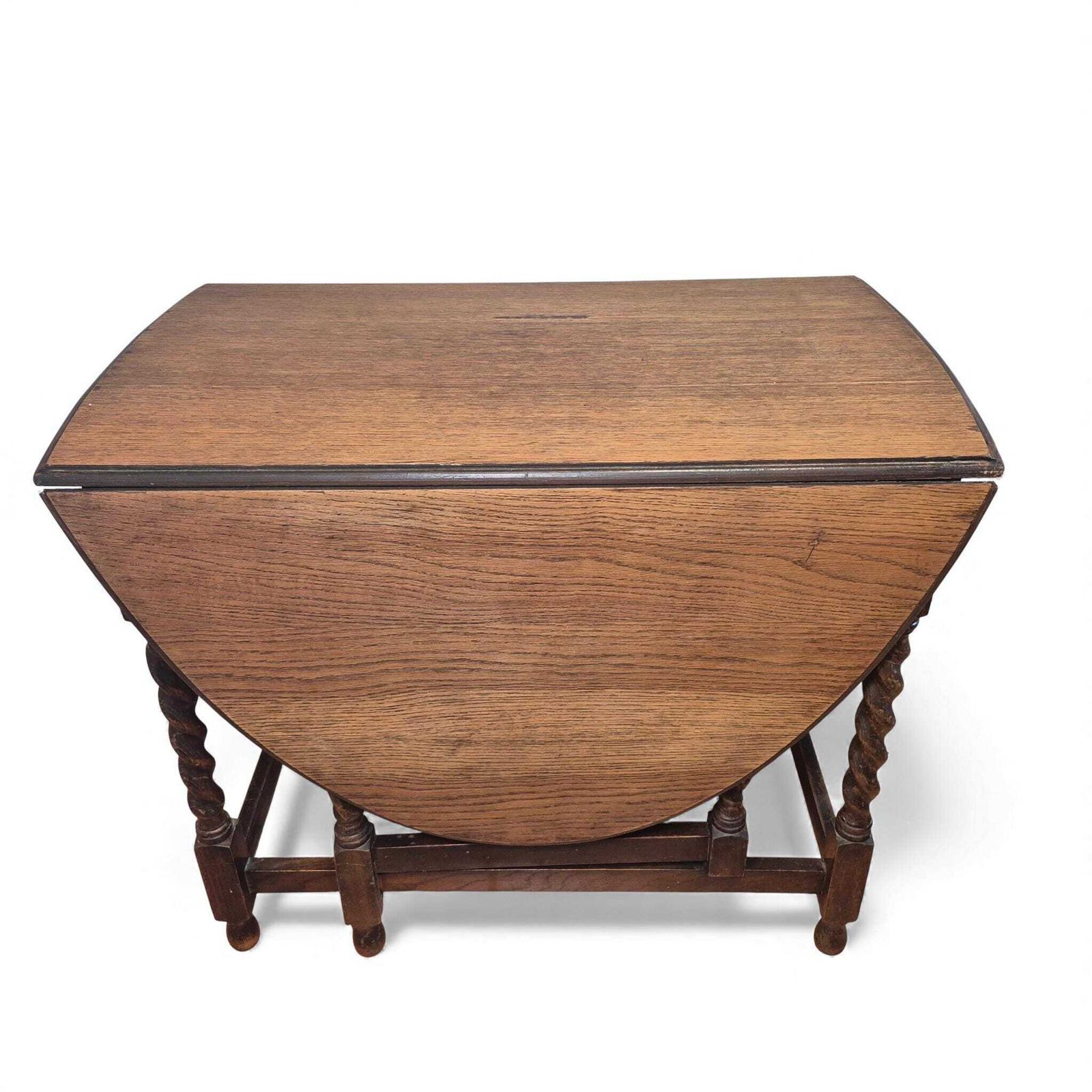 Furniture Antique Oak Gateleg Dining Table With Barley Twist Legs – Drop Leaf Farmhouse Table photo