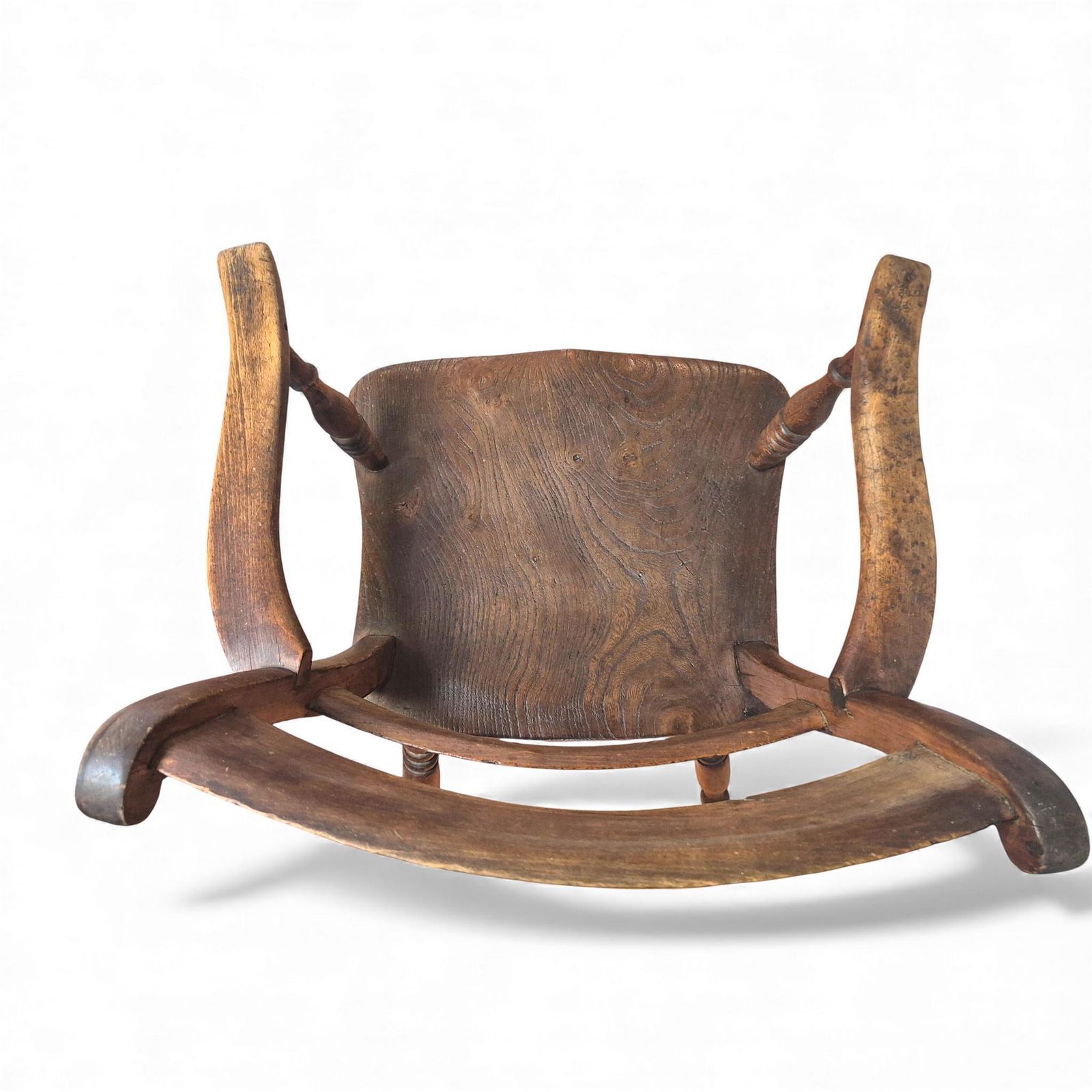 Antique Beech & Elm Country Armchair – 19th Century Bow Back Elbow Chair With Maker’s Stamp photo vintage