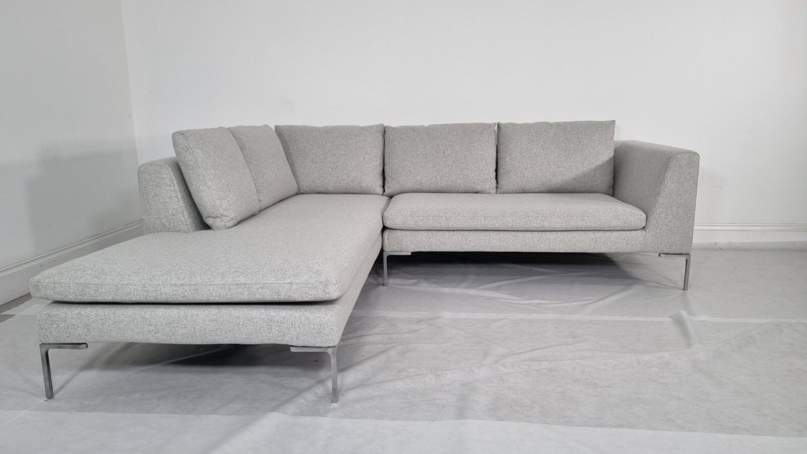 Bb Italia Charles L Shape In Luxuriously Soft Light Grey Wool Impeccable Cond photo buy