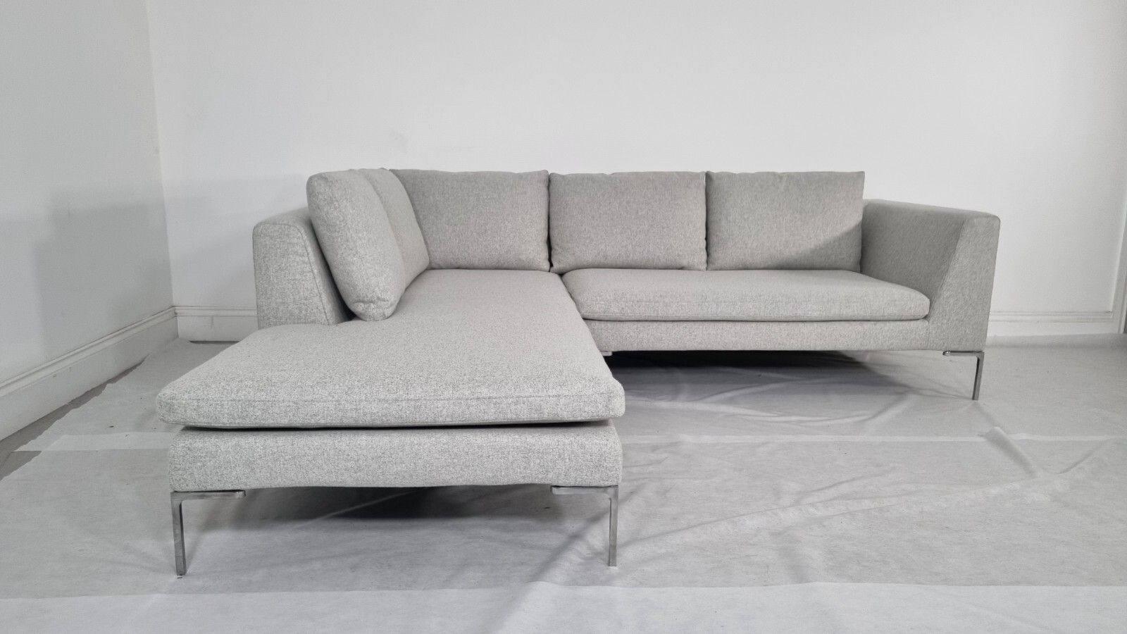 Bb Italia Charles L Shape In Luxuriously Soft Light Grey Wool Impeccable Cond photo vintage