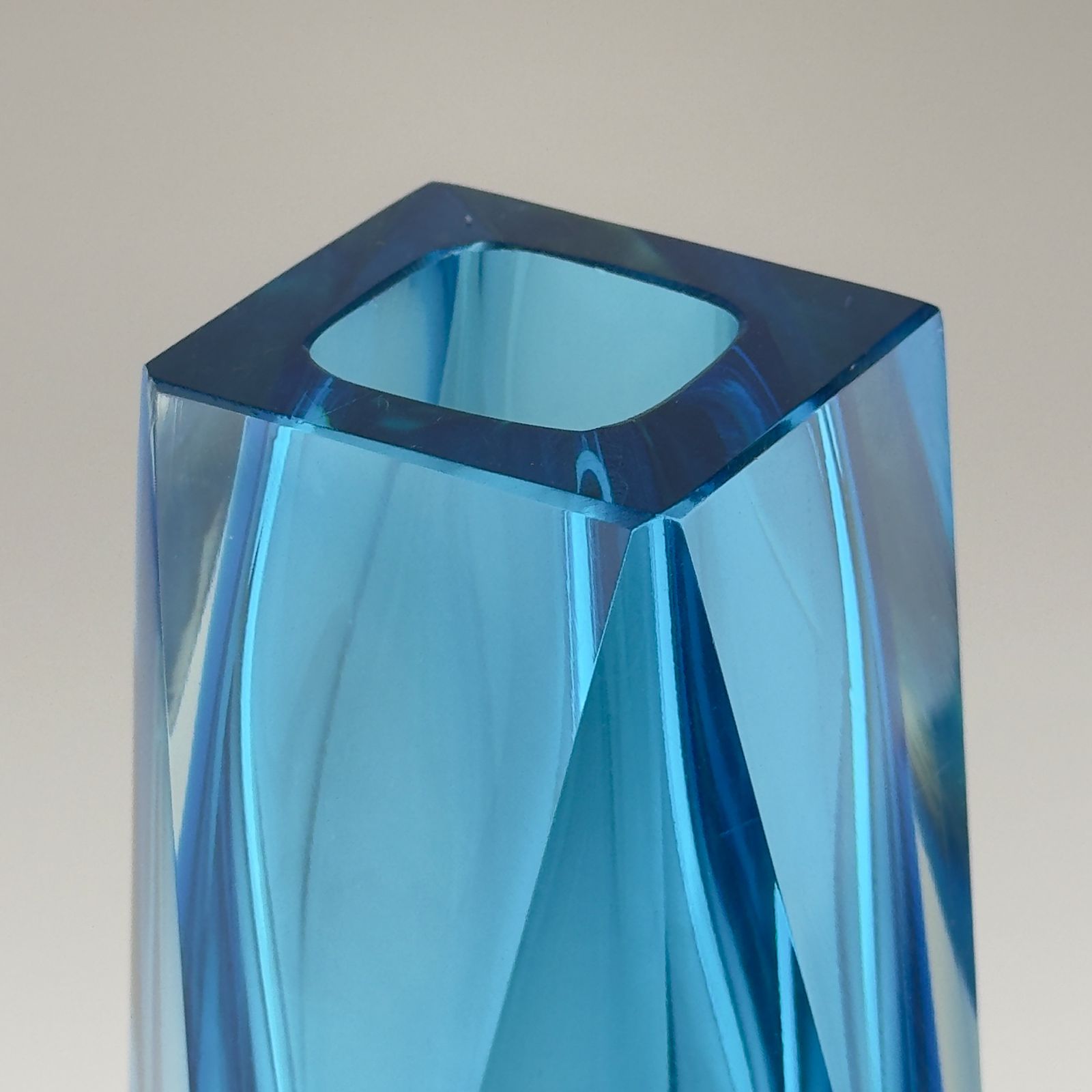 Sommerso Blue Murano Glass Vase, Style Flavio Poli, Italy 1970s photo furniture