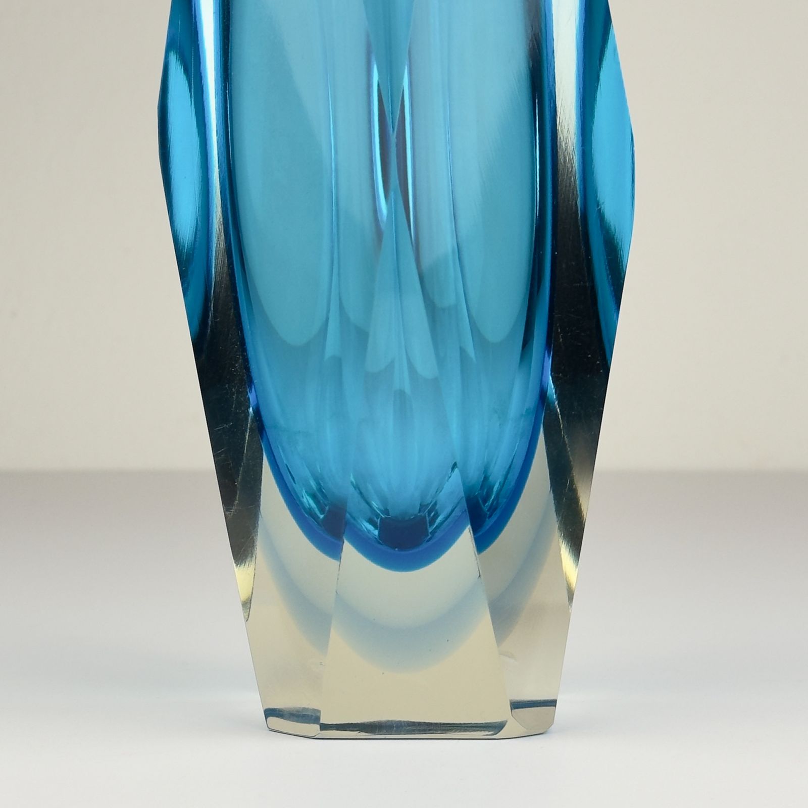 Sommerso Blue Murano Glass Vase, Style Flavio Poli, Italy 1970s photo for sale