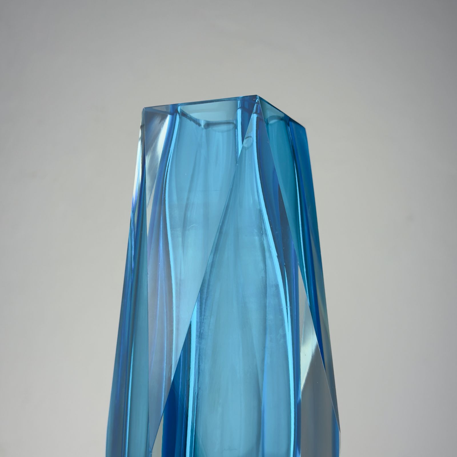 Sommerso Blue Murano Glass Vase, Style Flavio Poli, Italy 1970s photo Home Decor