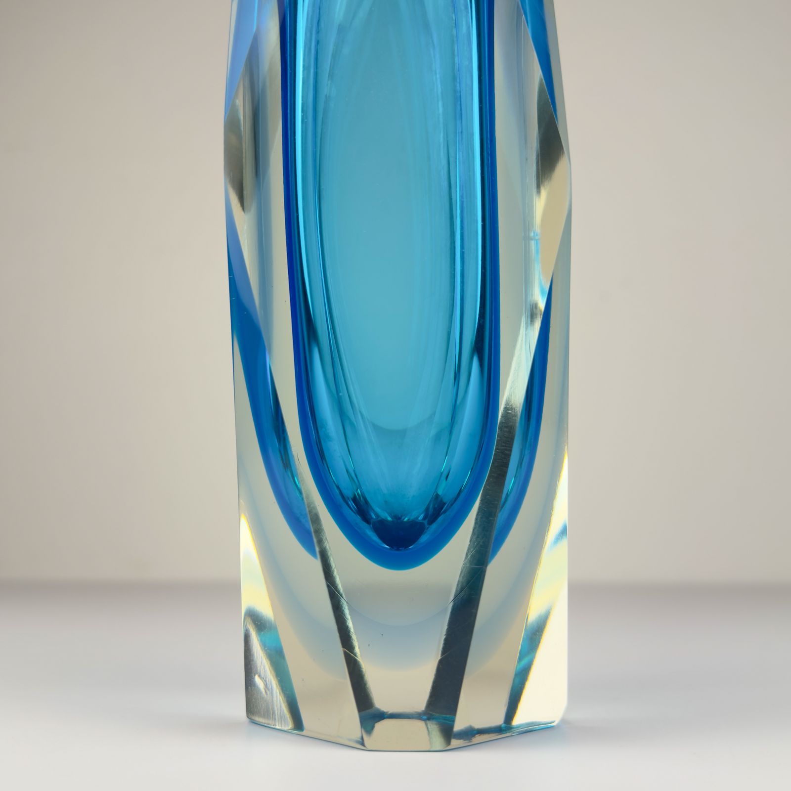 Sommerso Blue Murano Glass Vase, Style Flavio Poli, Italy 1970s photo buy