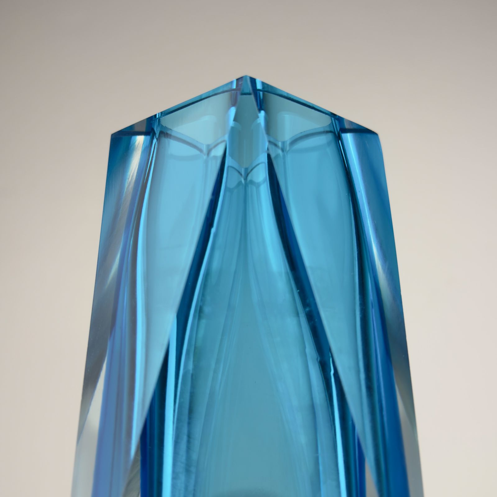 photo furniture Sommerso Blue Murano Glass Vase, Style Flavio Poli, Italy 1970s