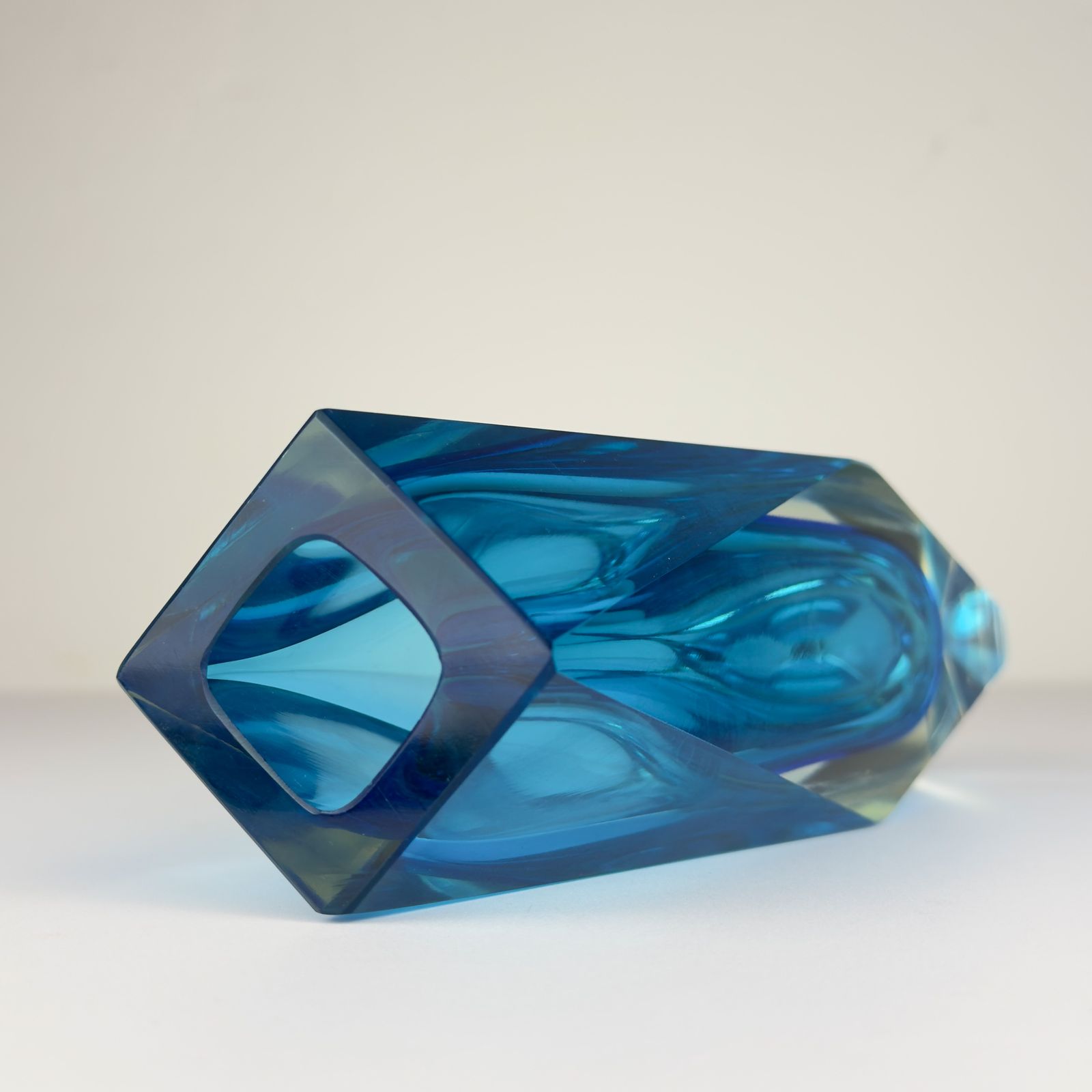 photo vinterior Sommerso Blue Murano Glass Vase, Style Flavio Poli, Italy 1970s