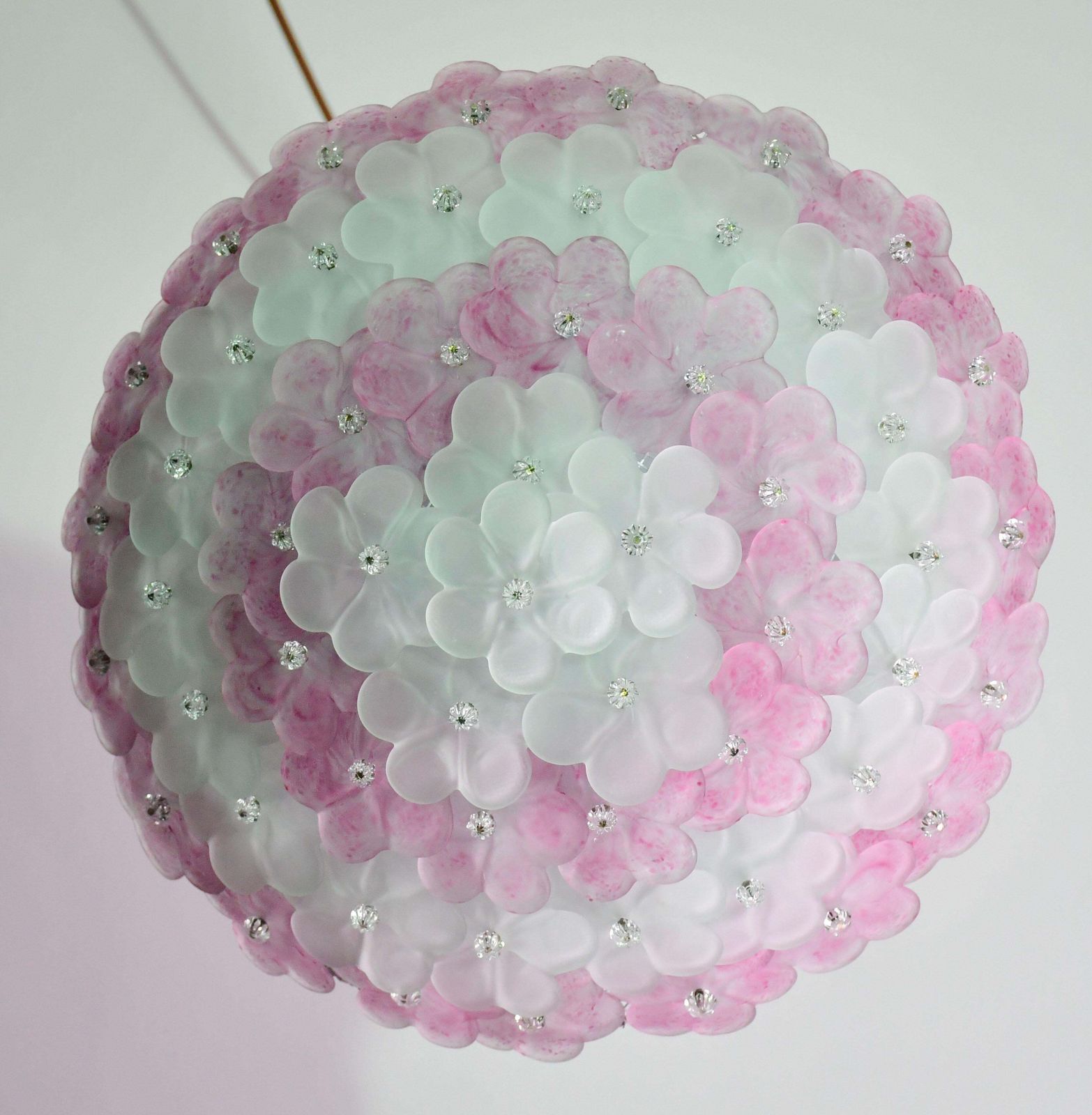 2336.0 Elegant Murano Ceiling Light Pink Flower By Seguso For Venini, Italy photo