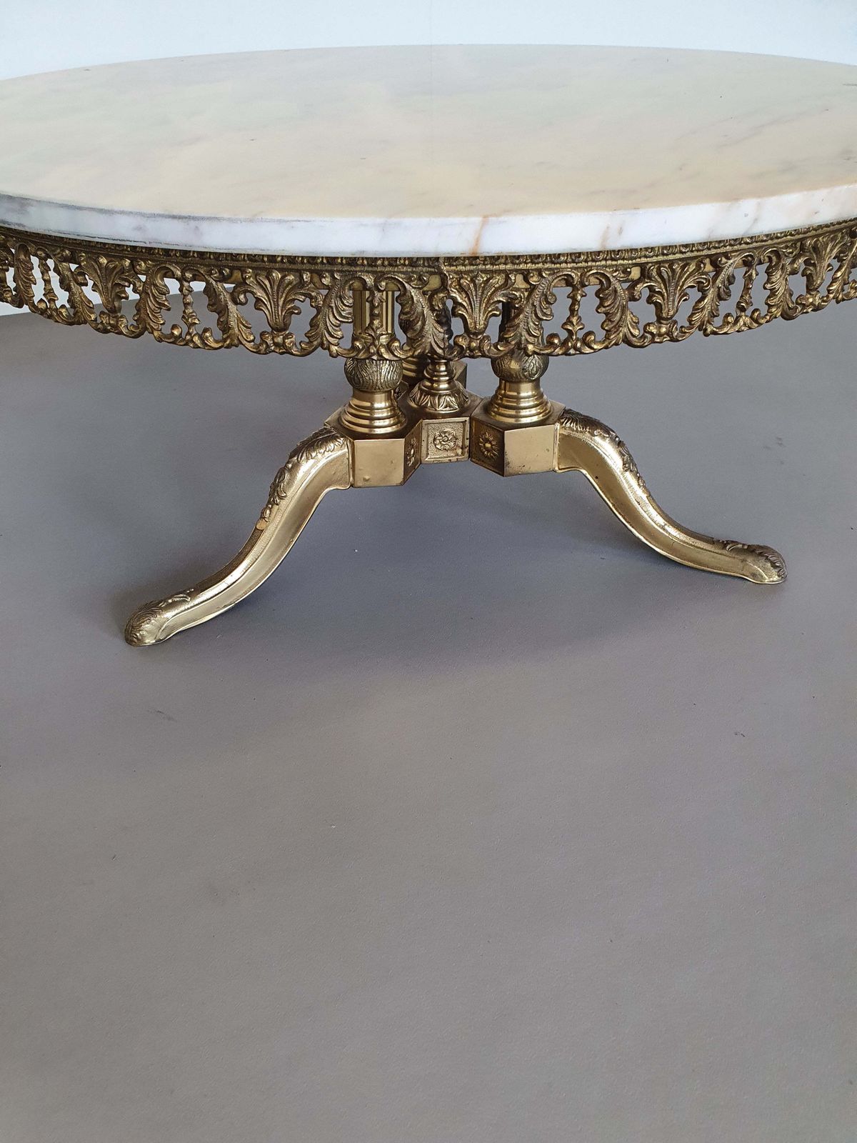 1960s Marble Coffee Table. Marble Top / Fire Gilded Base With Many Details photo for sale