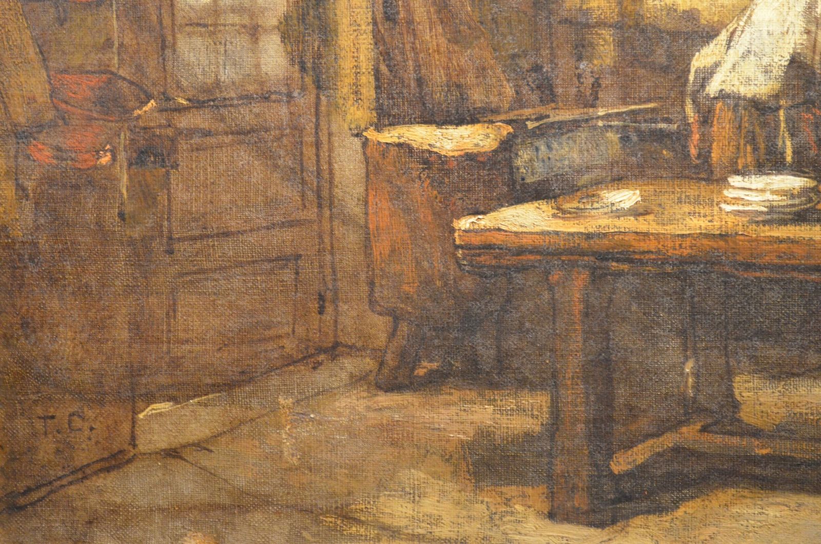 Thomas Couture Oil On Canvas Of An Interiors Scene. photo vinterior