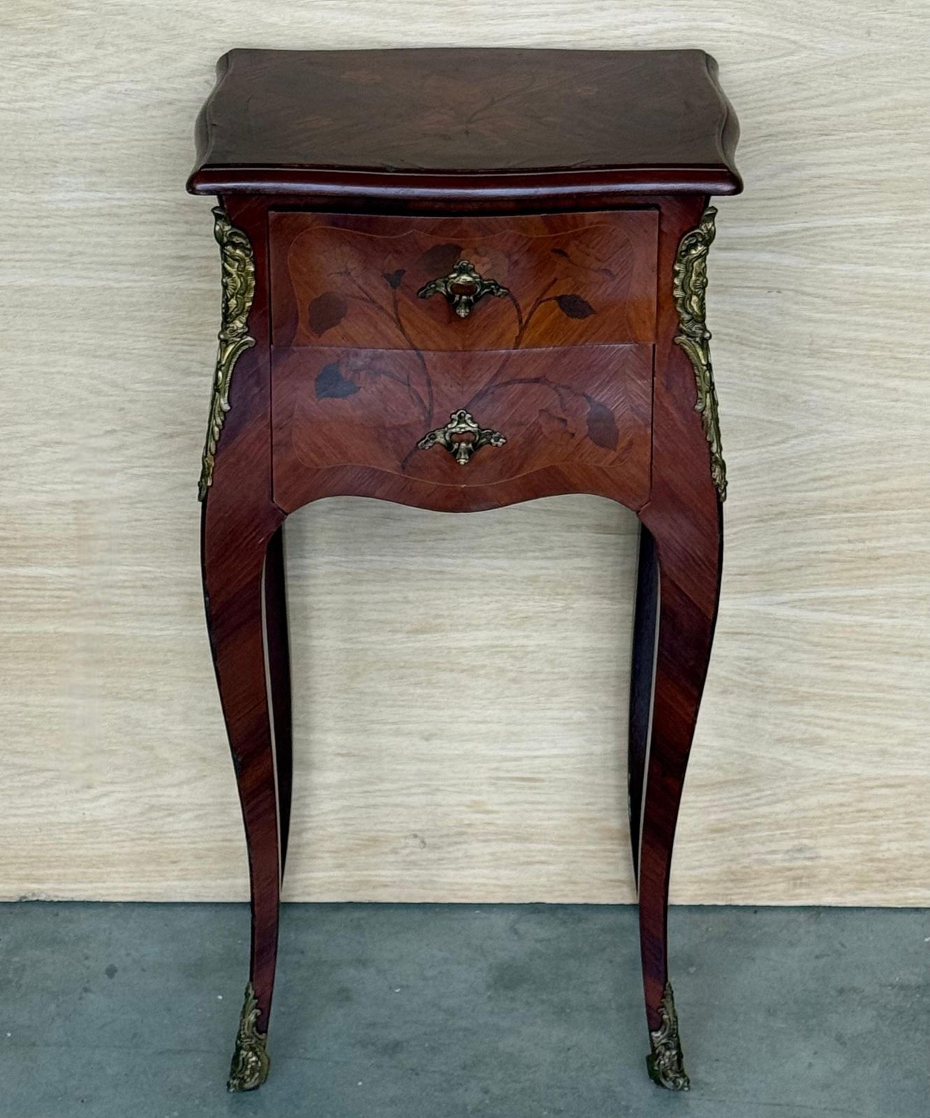 Antique French Louis XV Marquetry Nightstands With Drawers, Set Of 2 photo Furniture