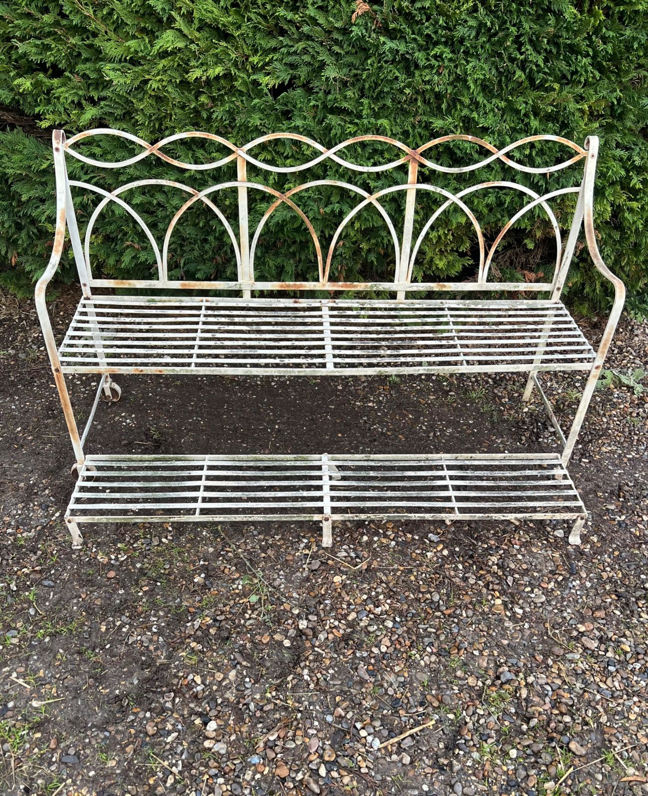Regency Style Strap Work Iron Garden Seat photo 1073.0