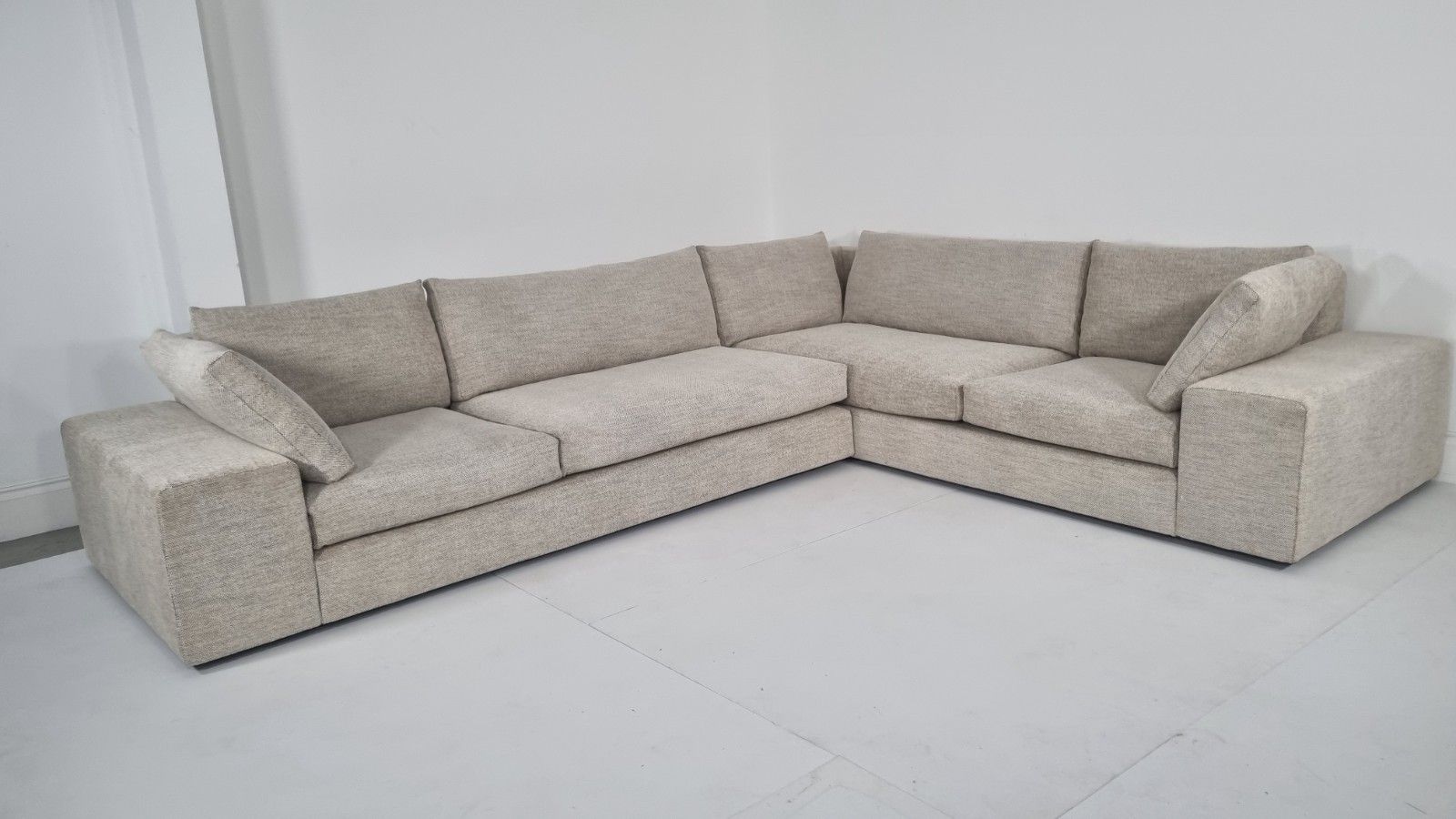 Ligne Roset Exclusif Corner Sofa In Cream And Slate Grey Interwoven Fabric photo furniture