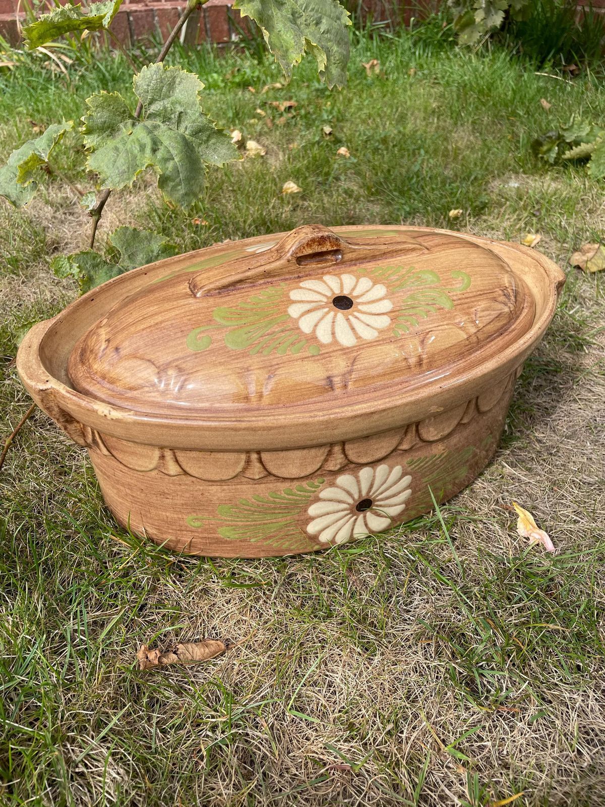 Huge French Oven To Table Terrine   Majolica Style   Hand Painted   Family Dinners