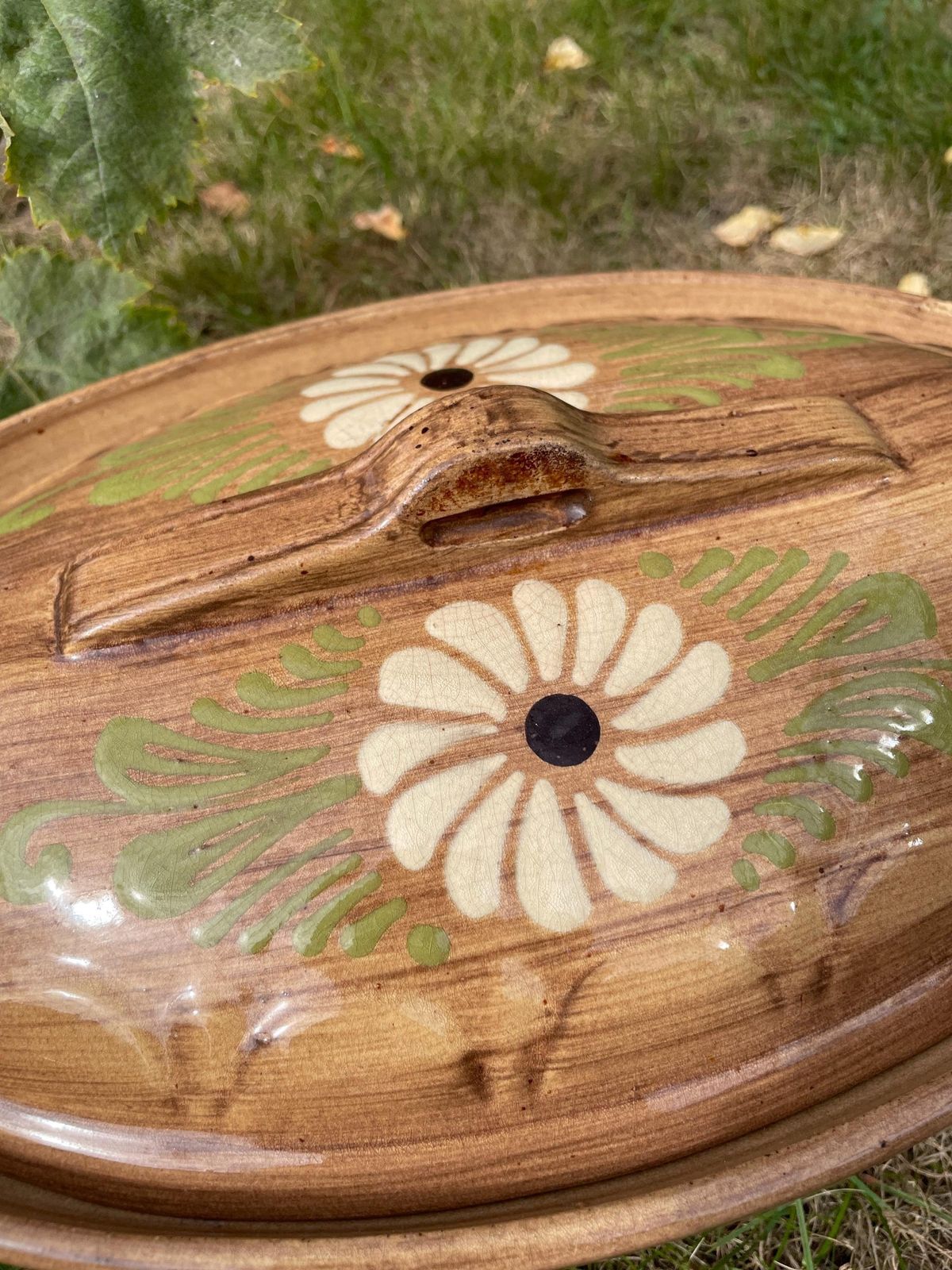 Huge French Oven To Table Terrine   Majolica Style   Hand Painted   Family Dinners photo vinterior