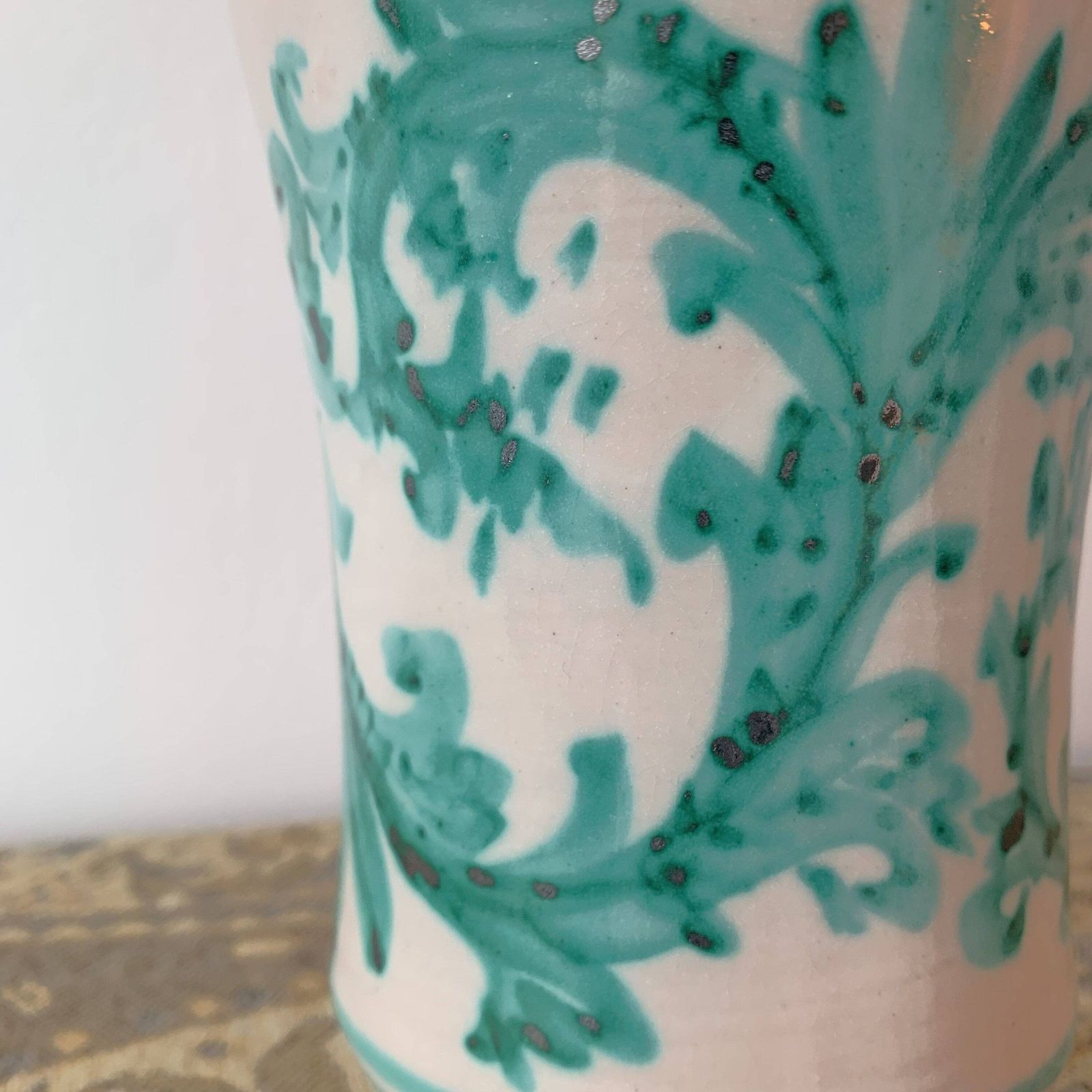 photo for sale Rare Art Vase   By Igor Santo Stefano Di Camastra   Teal Fern Design