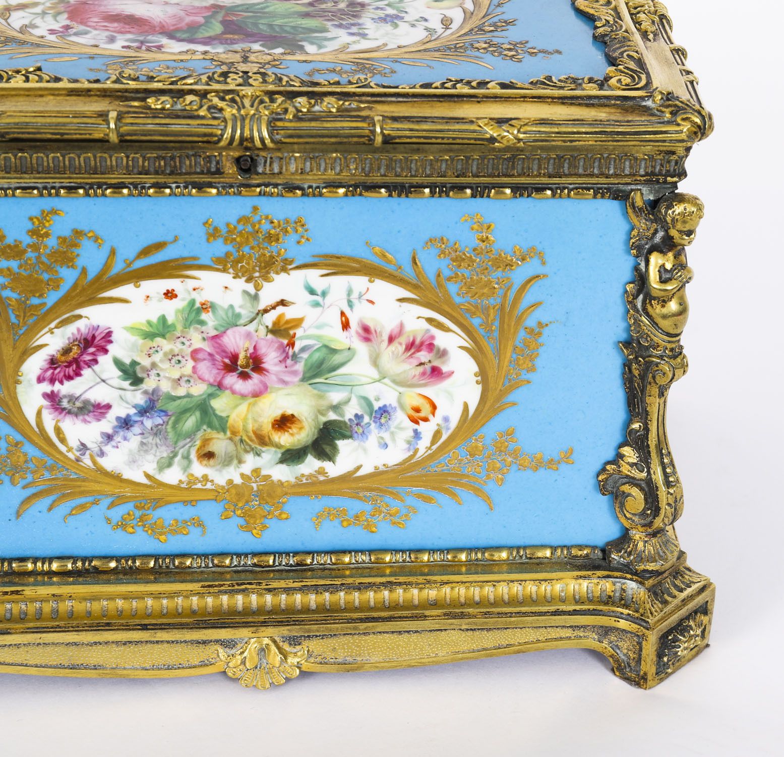 photo furniture Antique French Sevres Porcelain And Ormolu Jewellery Casket C1860 19th C