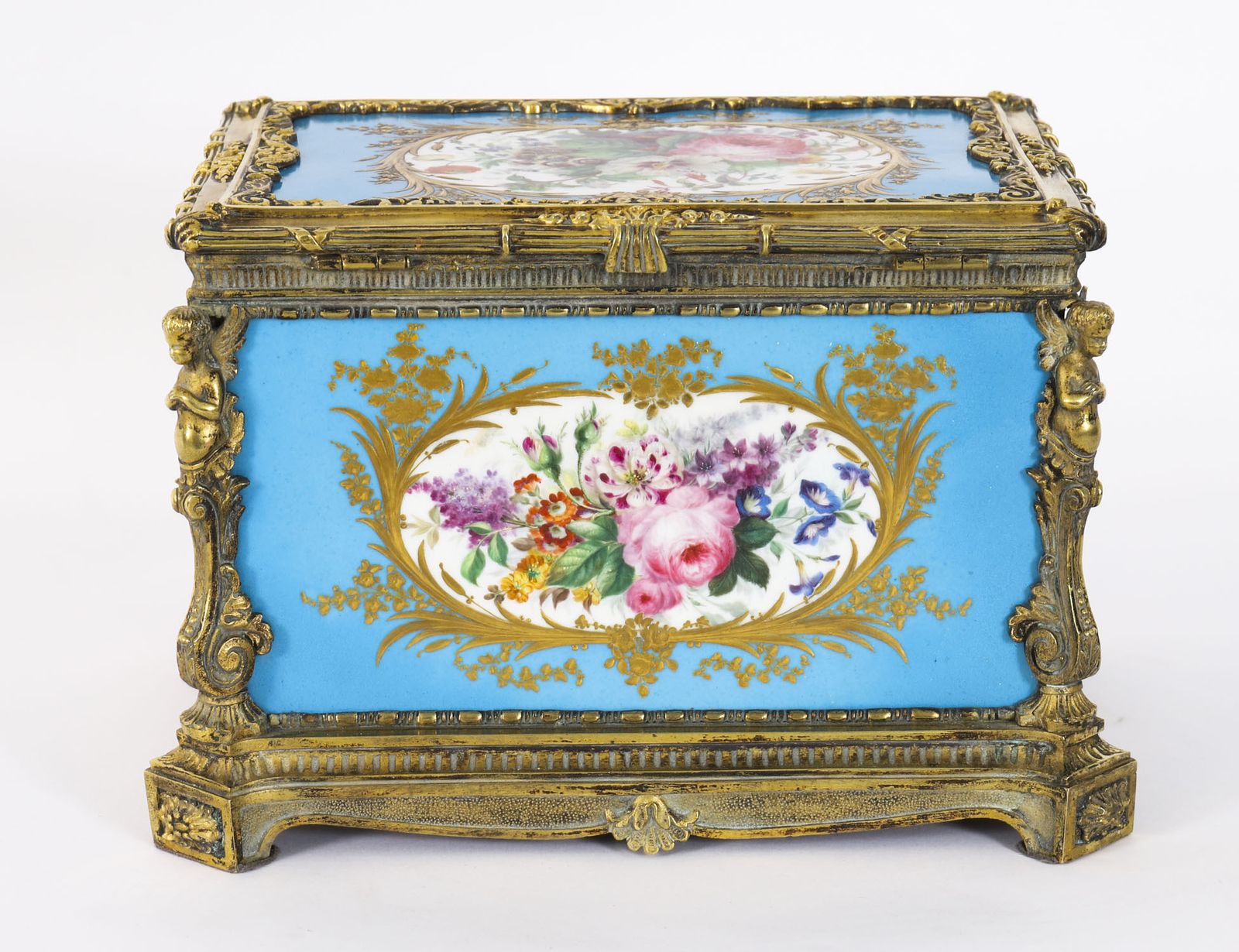 photo buy Antique French Sevres Porcelain And Ormolu Jewellery Casket C1860 19th C