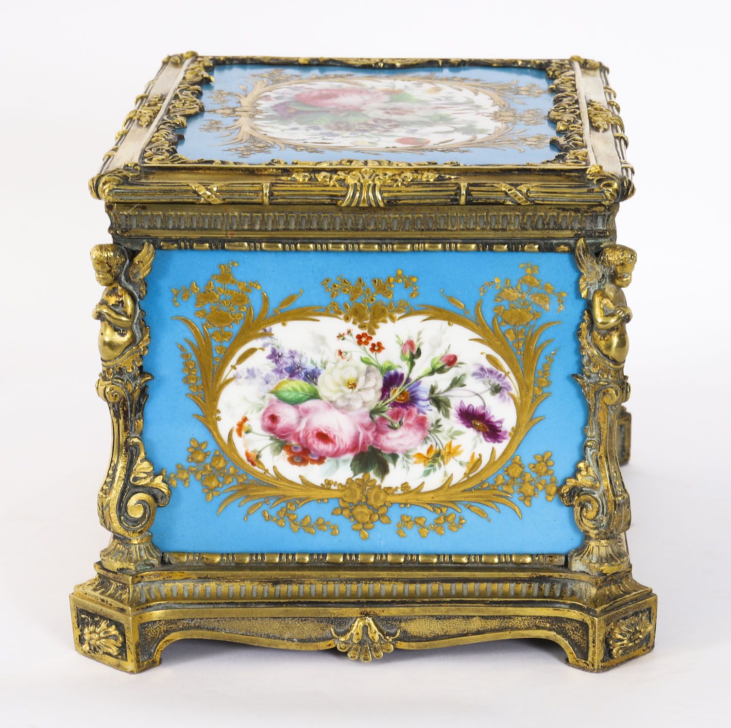 photo vintage Antique French Sevres Porcelain And Ormolu Jewellery Casket C1860 19th C
