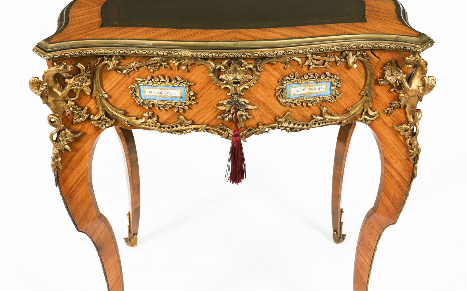 Fine Antique French Kingwood Ormolu Bureau Plat  Desk After Linke 19th C photo for sale