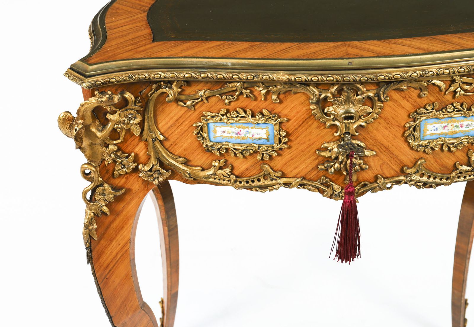 Fine Antique French Kingwood Ormolu Bureau Plat  Desk After Linke 19th C photo vintage