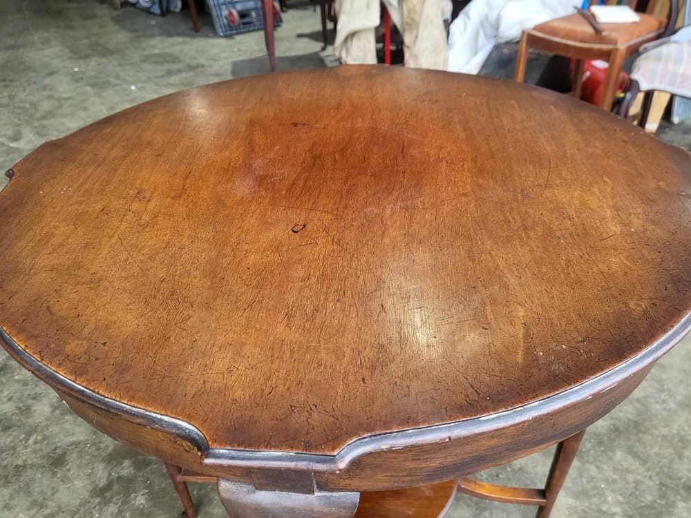 Antique Round Occasional 2 Tier Side Dining Table Tapered Legs photo 230.0