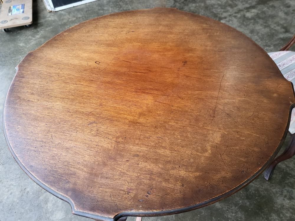 Antique Round Occasional 2 Tier Side Dining Table Tapered Legs photo vintage