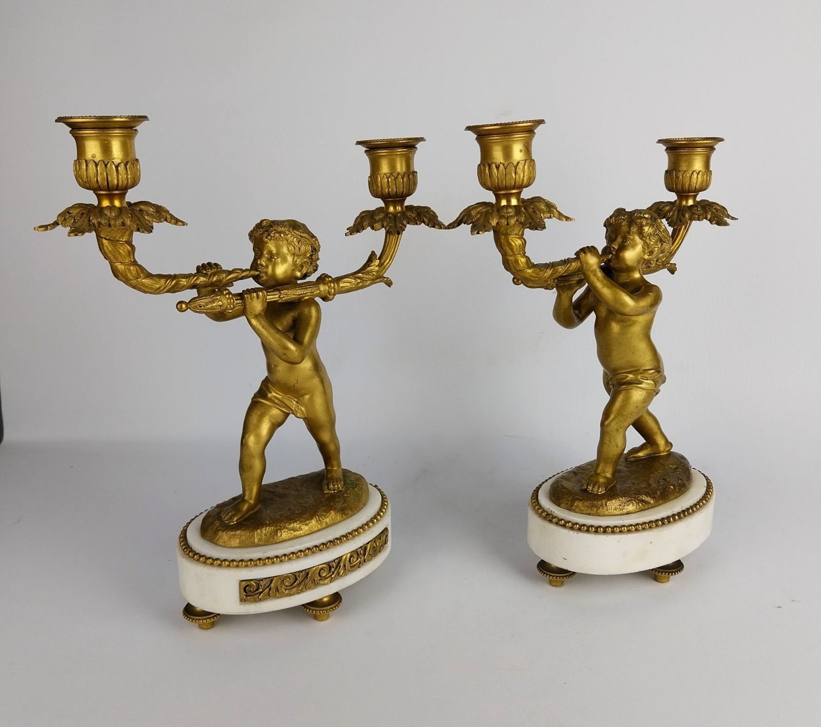 Pair Of Gilt Bronze Cherub Candlesticks photo Home Decor