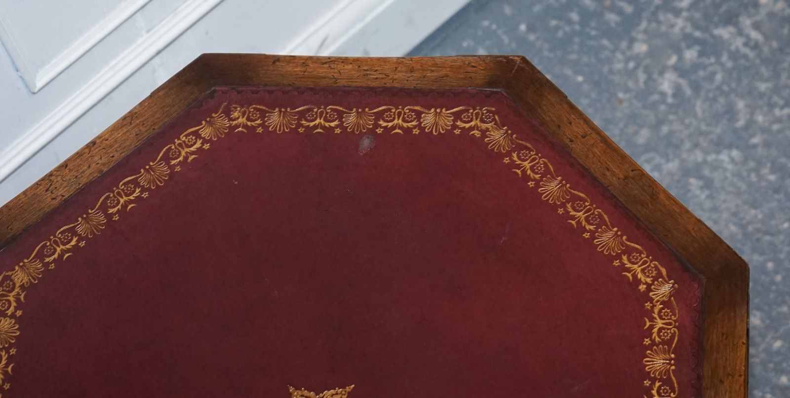 photo vinterior Revolving Military Campaign Burgundy Leather Drum Side End Table Bevan Funnell