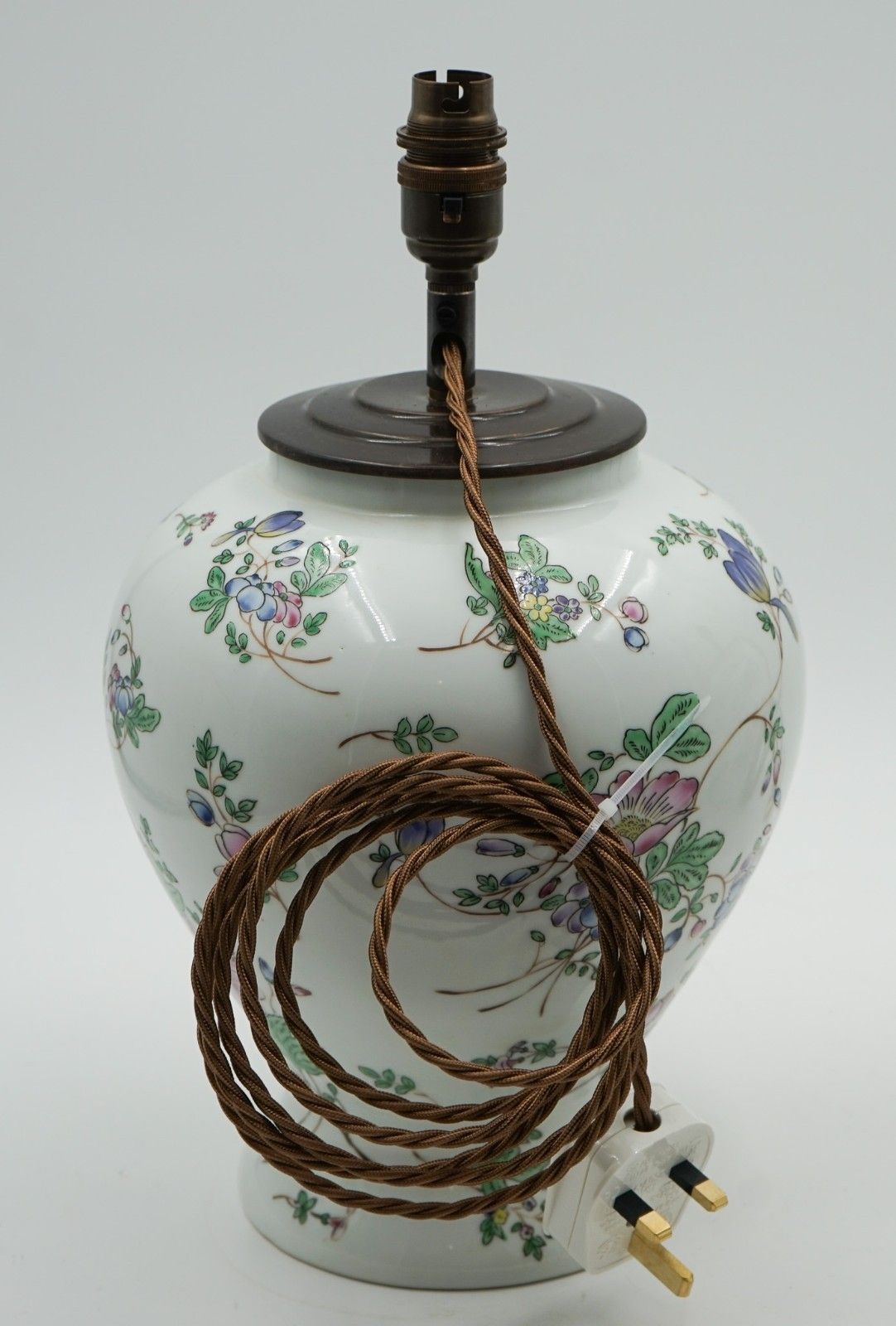 Pair Of 1960's Chinese Qianlong Nian Zhi Porcelain Vases Converted Table Lamps photo vintage