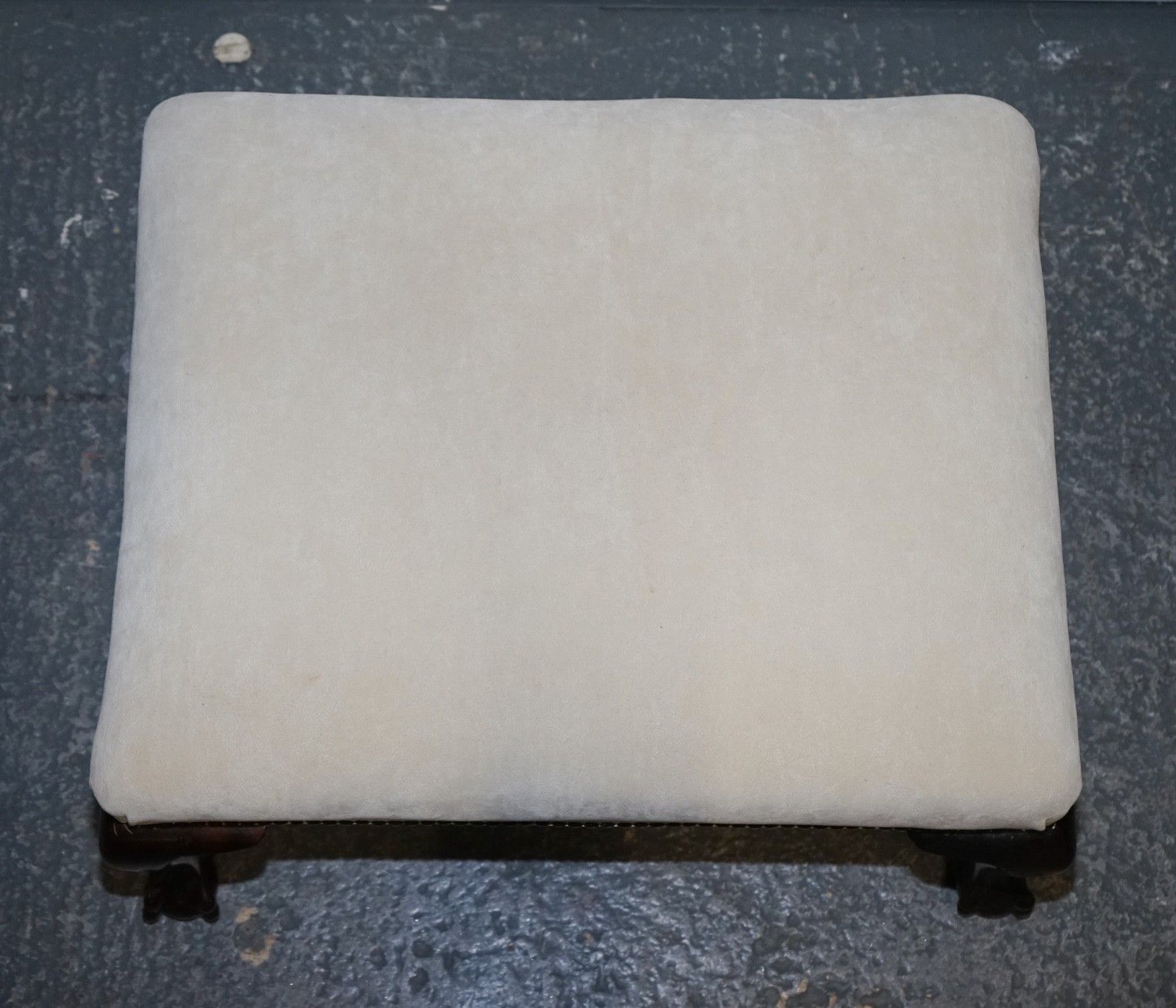 Antique Early Victorian Claw And Ball Feet Footstool With White Suede Top photo buy