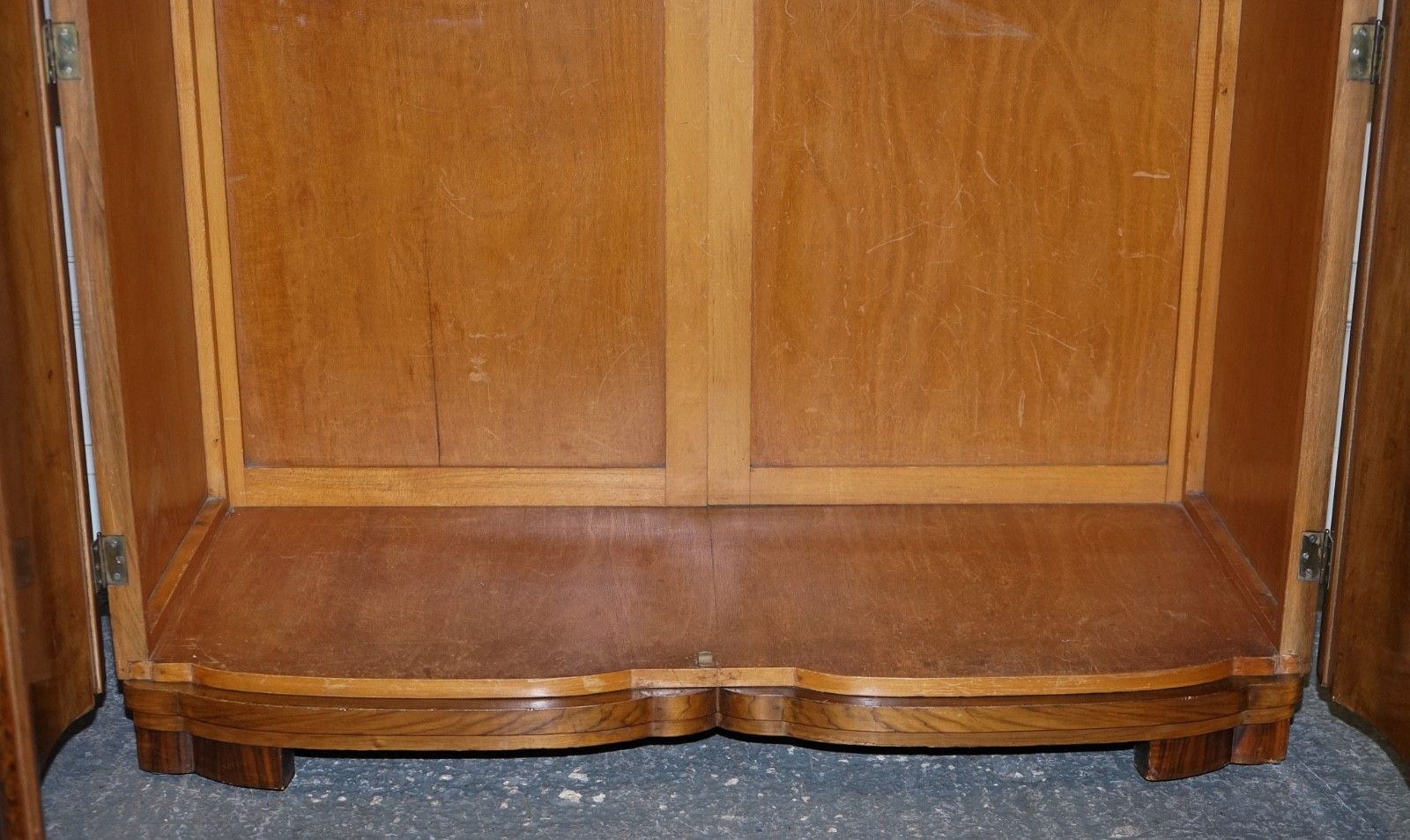 Furniture Antique Circa 1930's English Burr Walnut Art Deco Two Door Wardrobe photo