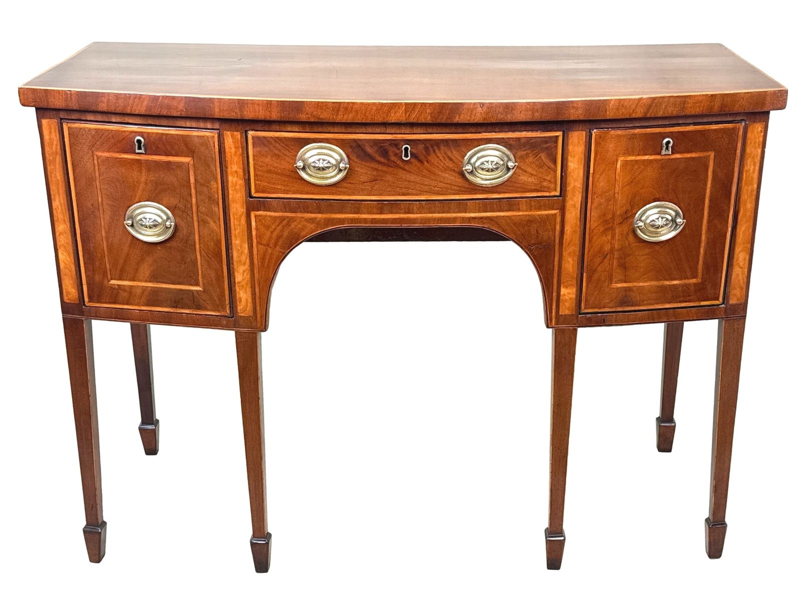 18th Century Georgian Mahogany Small Bowfront Sideboard (England, Circa 1780) photo buy