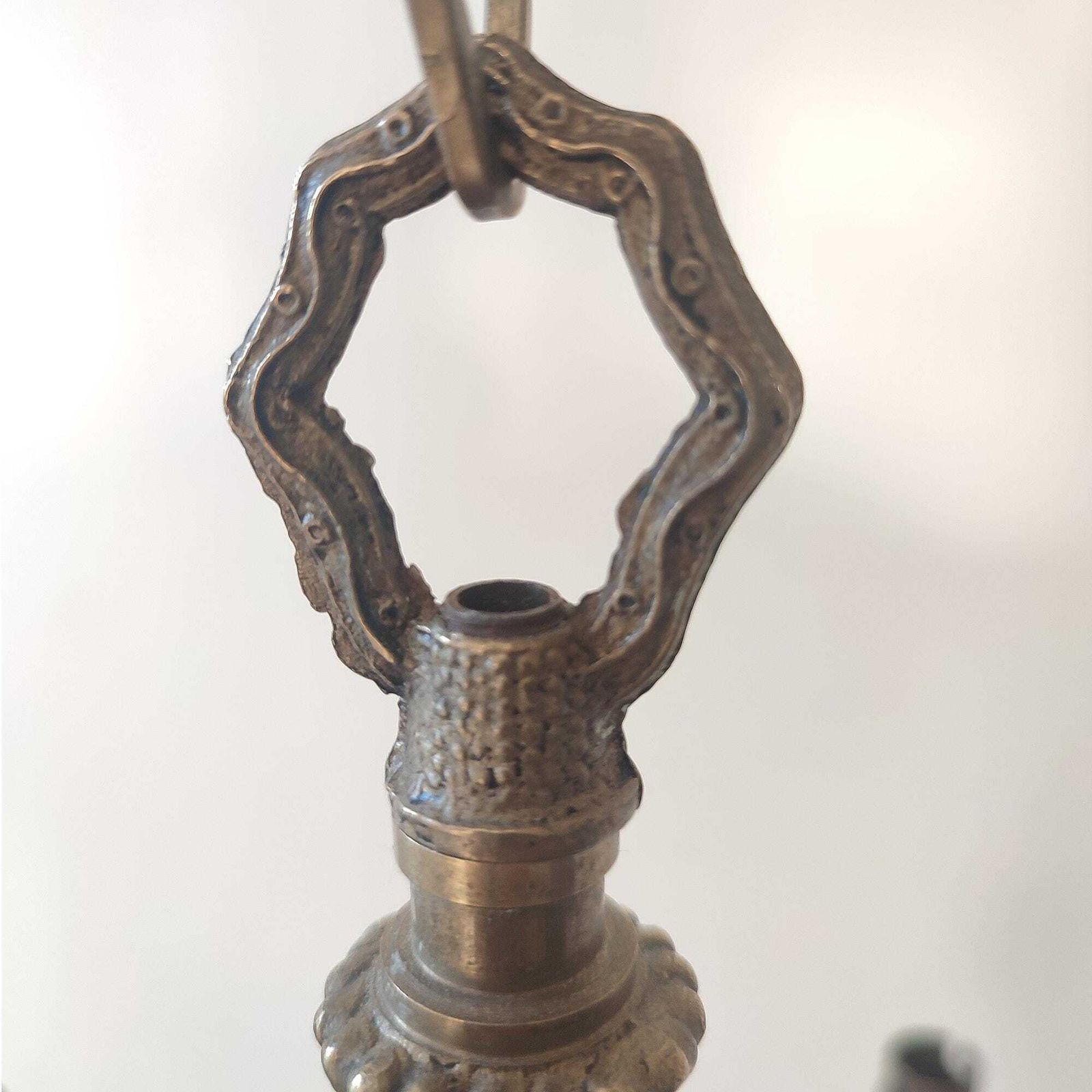 photo for sale Antique Brass Five Arm Chandelier – Ornate Rococo Revival Ceiling Light (C.1900)