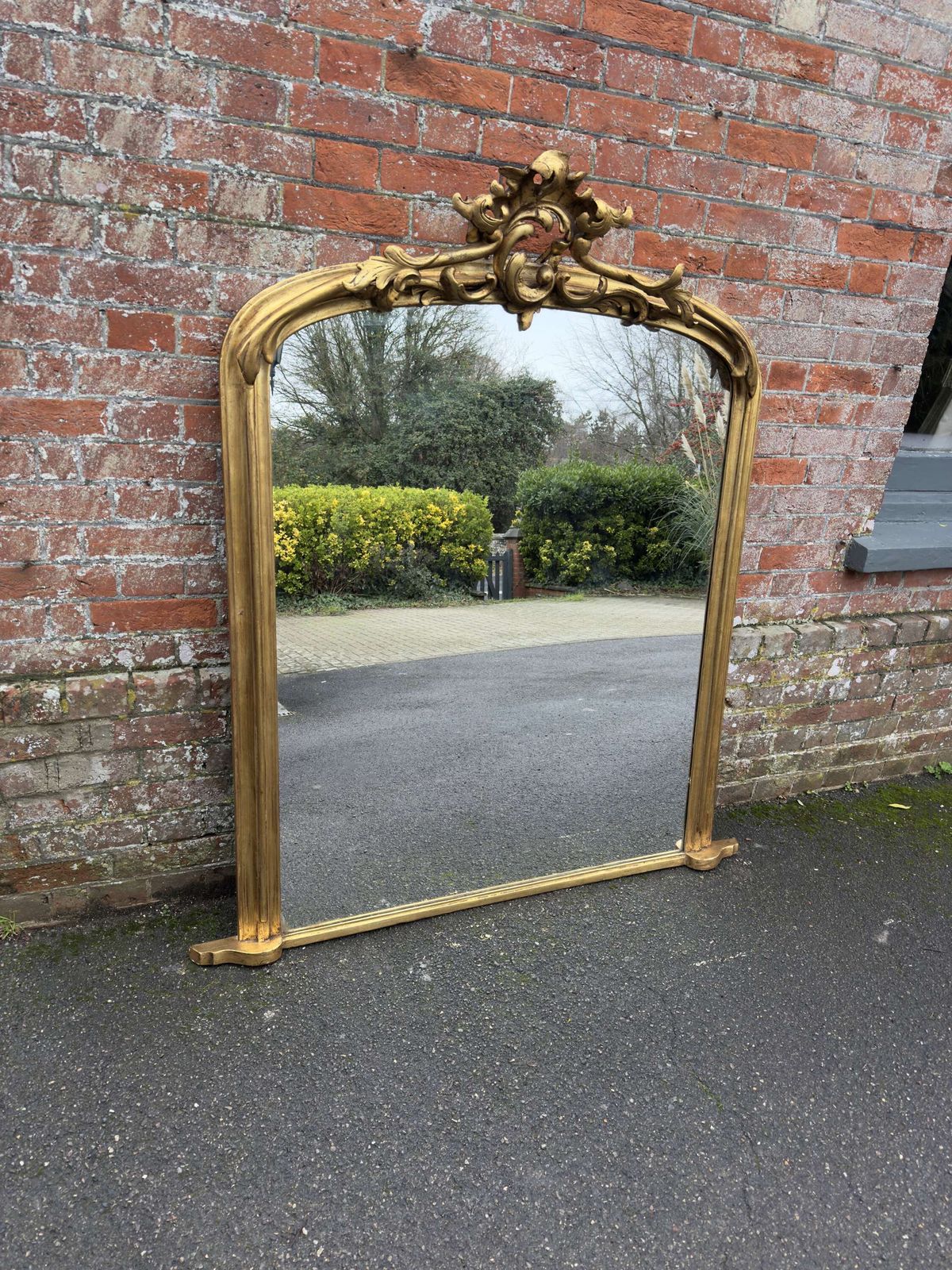A Stunning Large Antique English 19th C Top Gilt Overmantle Mirror.