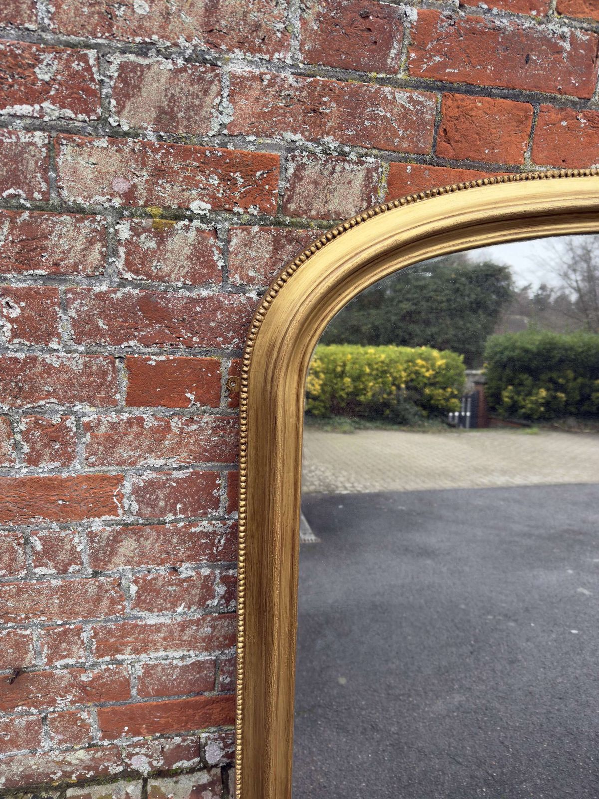 An Exceptional Large Antique English 19th C Arched Top Gilt Overmantle Mirror. photo furniture