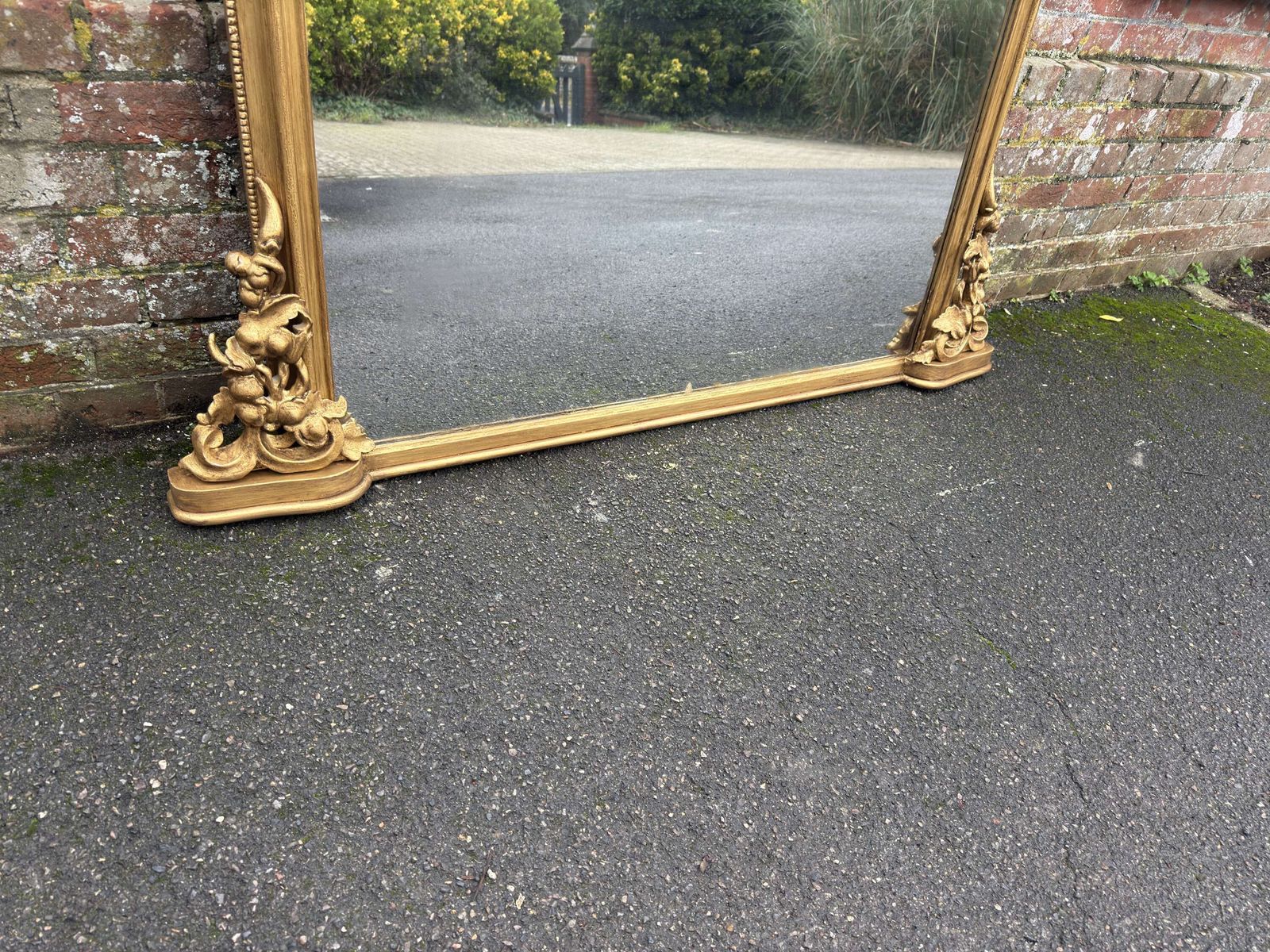 An Exceptional Large Antique English 19th C Arched Top Gilt Overmantle Mirror. photo 2495.0