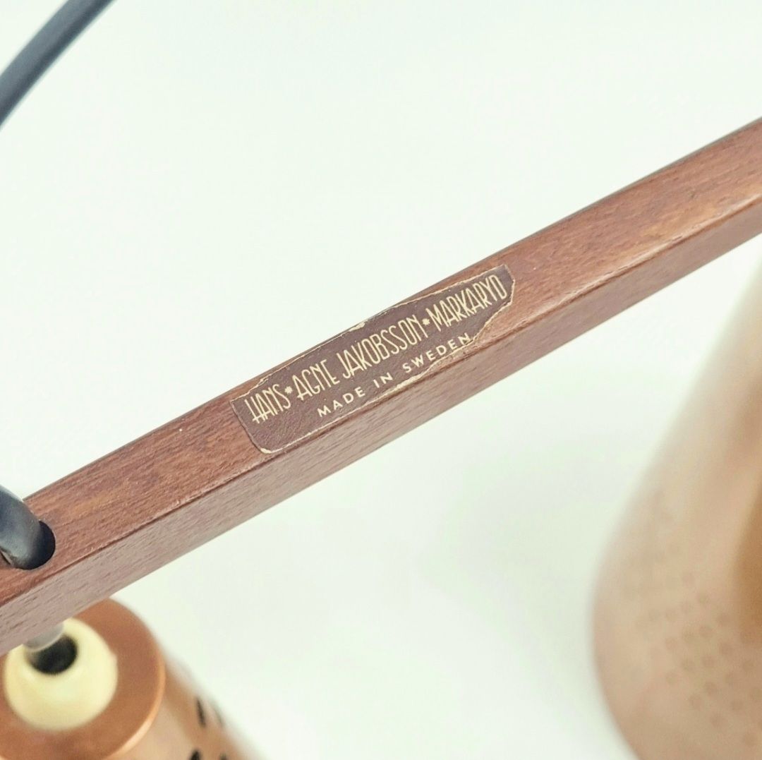 Mid Century Scandinavian Copper & Teak Triple Pendant By Hans Agne Jakobsson, Sweden, 1950s photo vintage