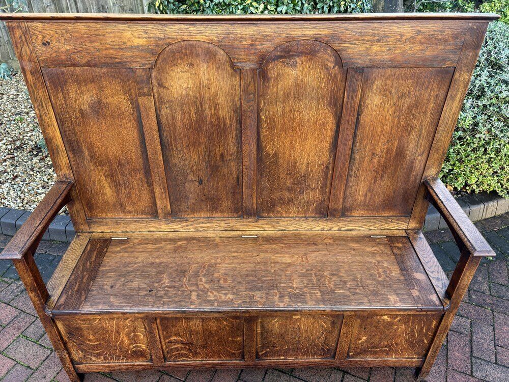 Arts & Crafts Oak Hall Seat Settle photo vinterior
