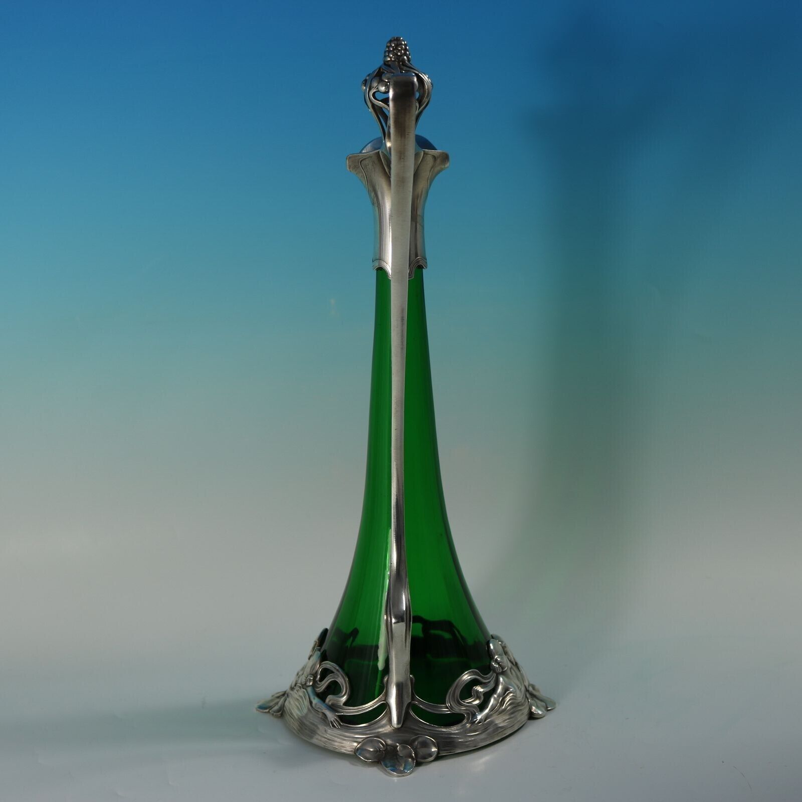Art Nouveau Wmf Claret Jug And Stopper With Green Glass Liner photo for sale