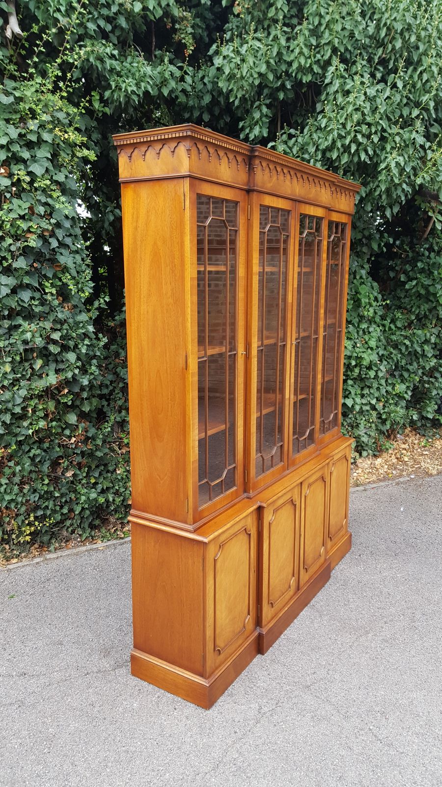 Antique Mahogany Breakfront Library Bookcase photo for sale