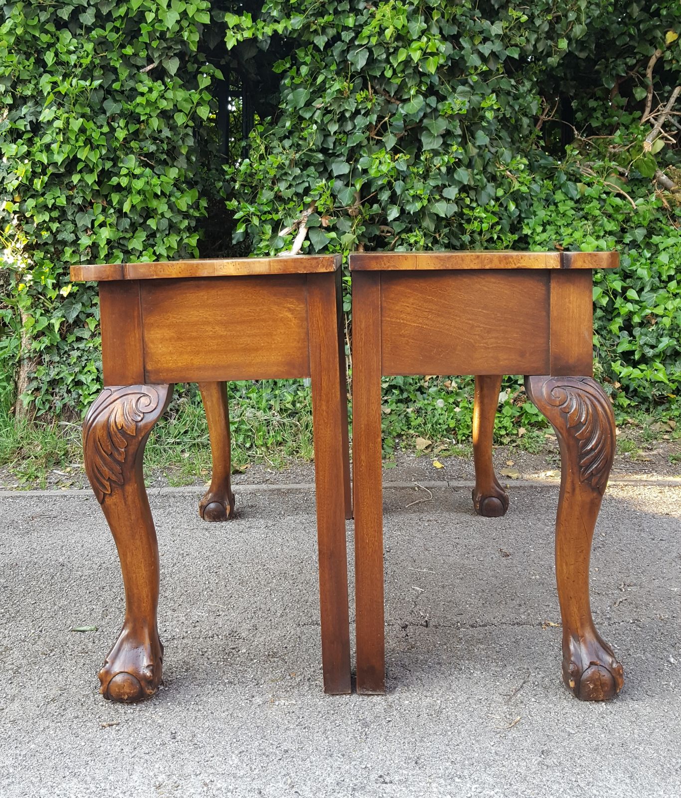 Pair Of Burr Walnut Hall Tables photo for sale